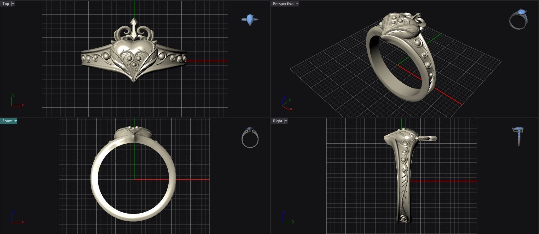 Heart Charm Ring 3D print model_8