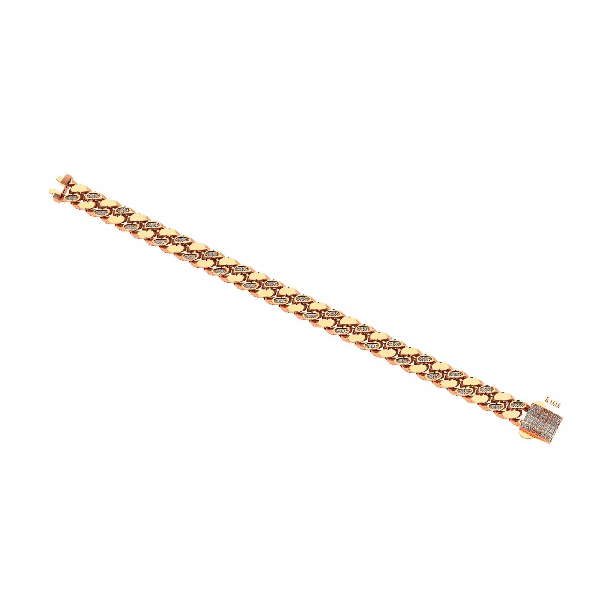 10 - 8 MM Cuban Chain Bracelet 3D print model_0