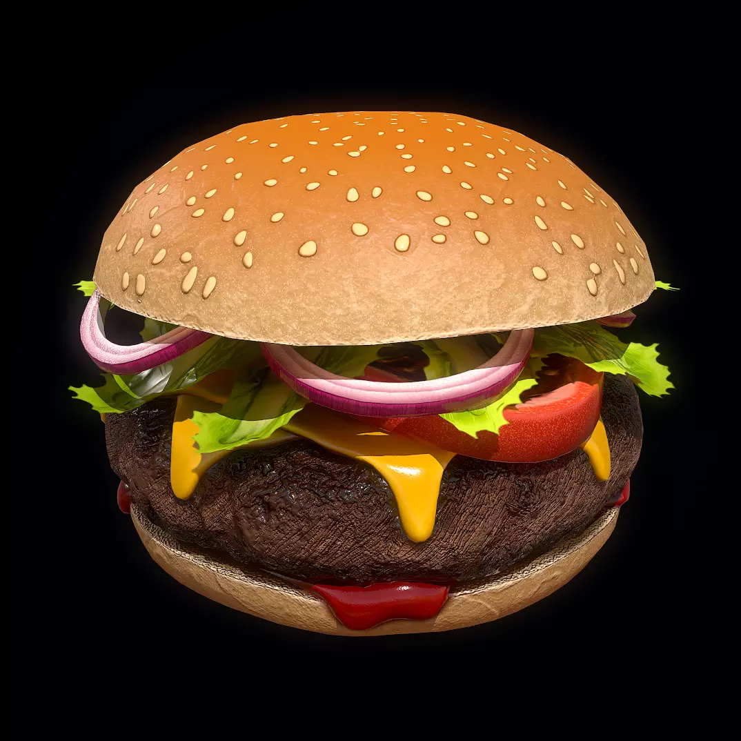 Hamburger Low-poly 3D model_0