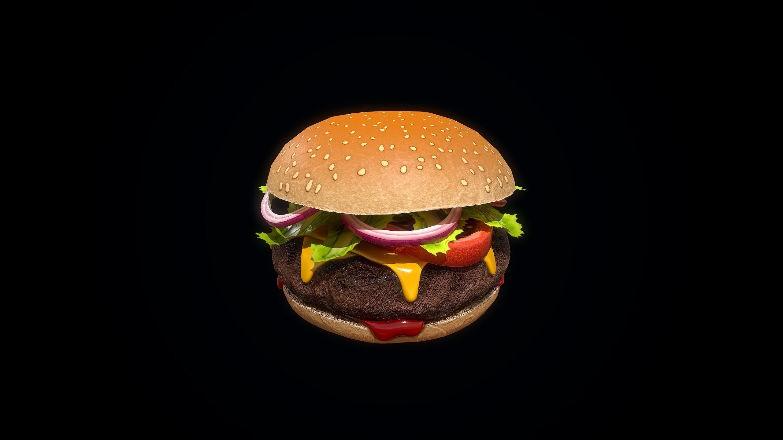 Hamburger Low-poly 3D model_8