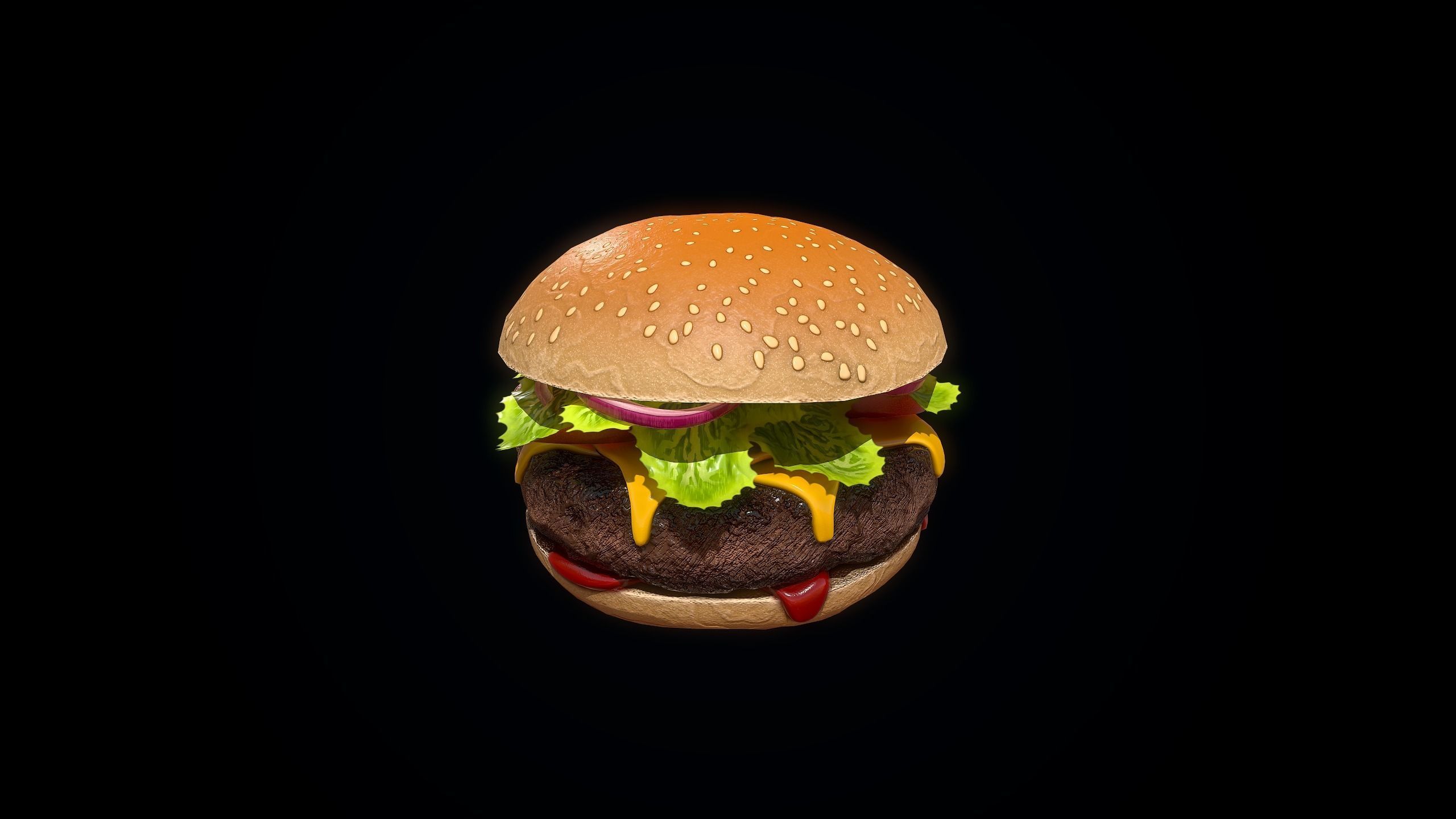 Hamburger Low-poly 3D model_3