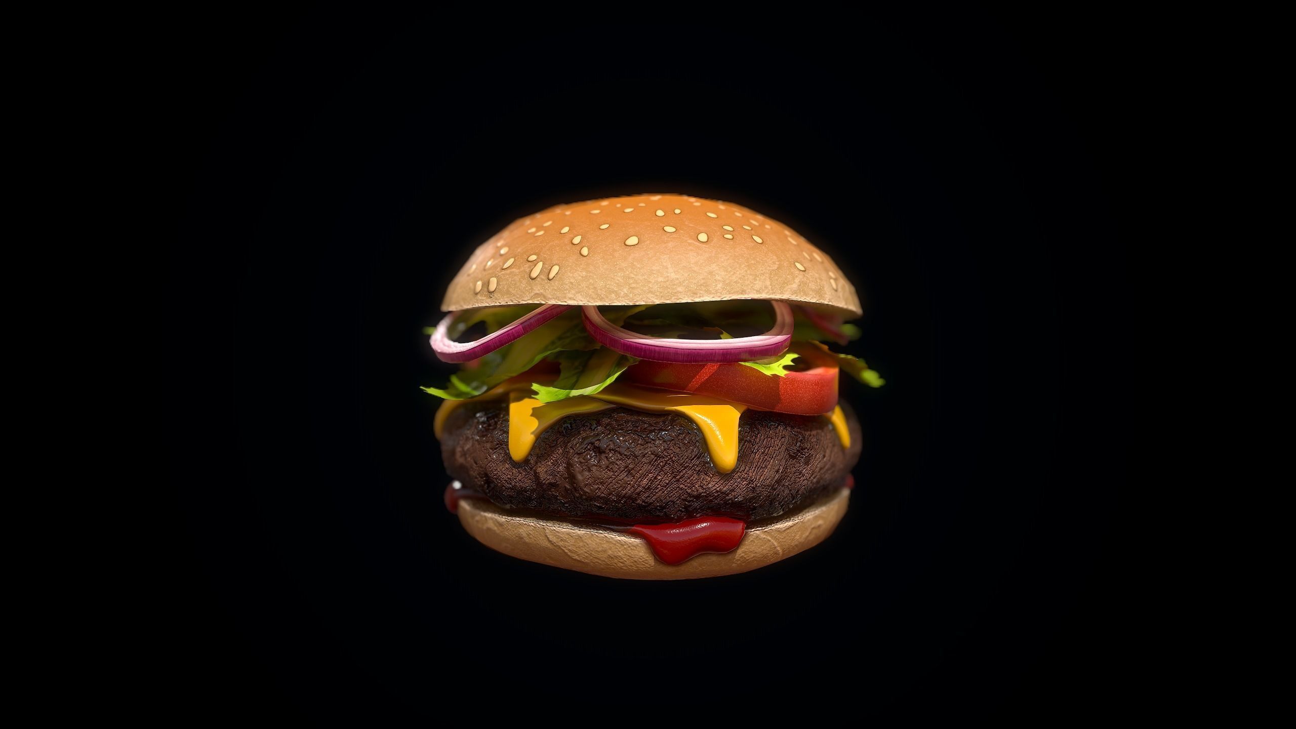 Hamburger Low-poly 3D model_5