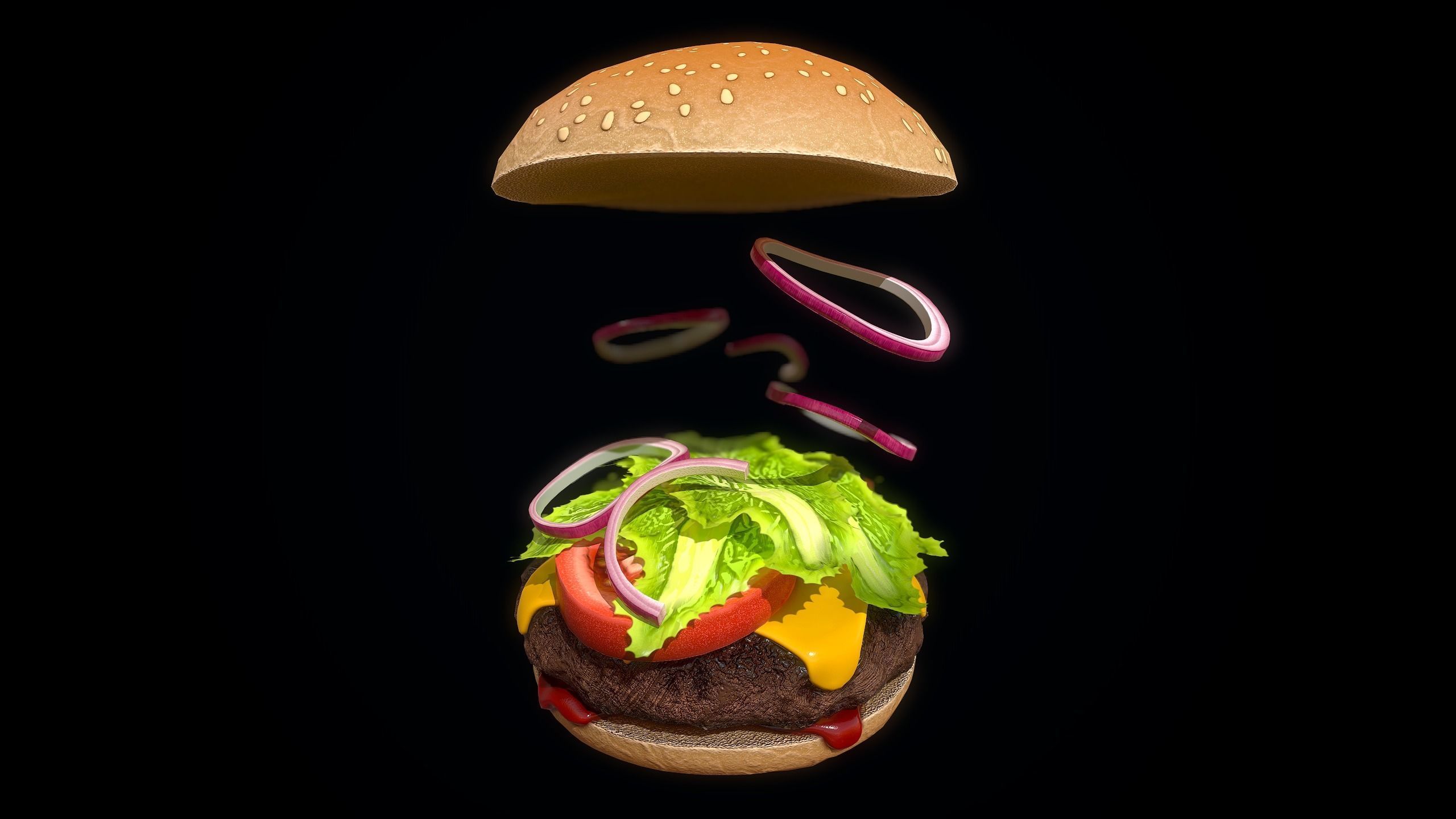 Hamburger Low-poly 3D model_7