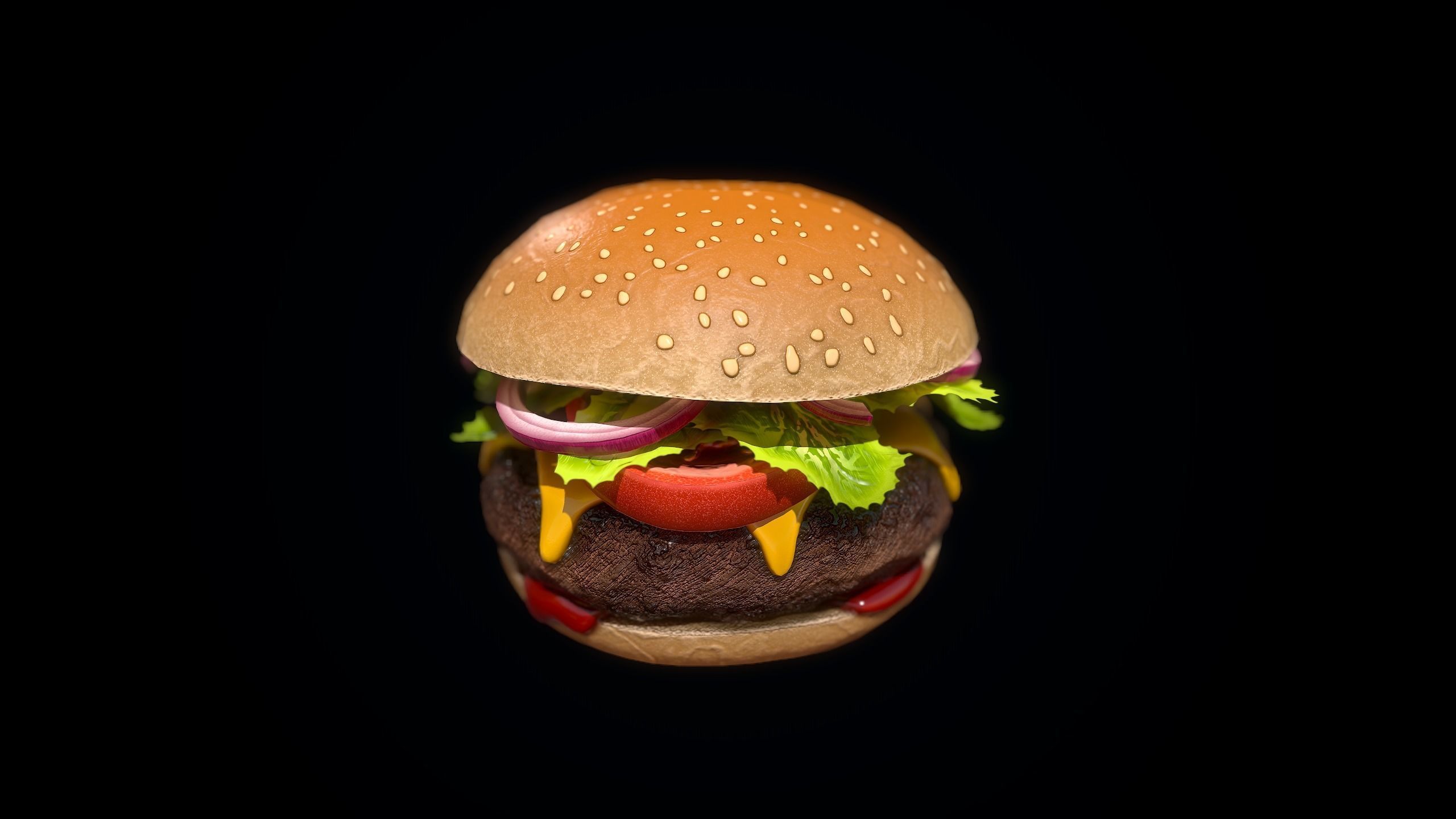 Hamburger Low-poly 3D model_4