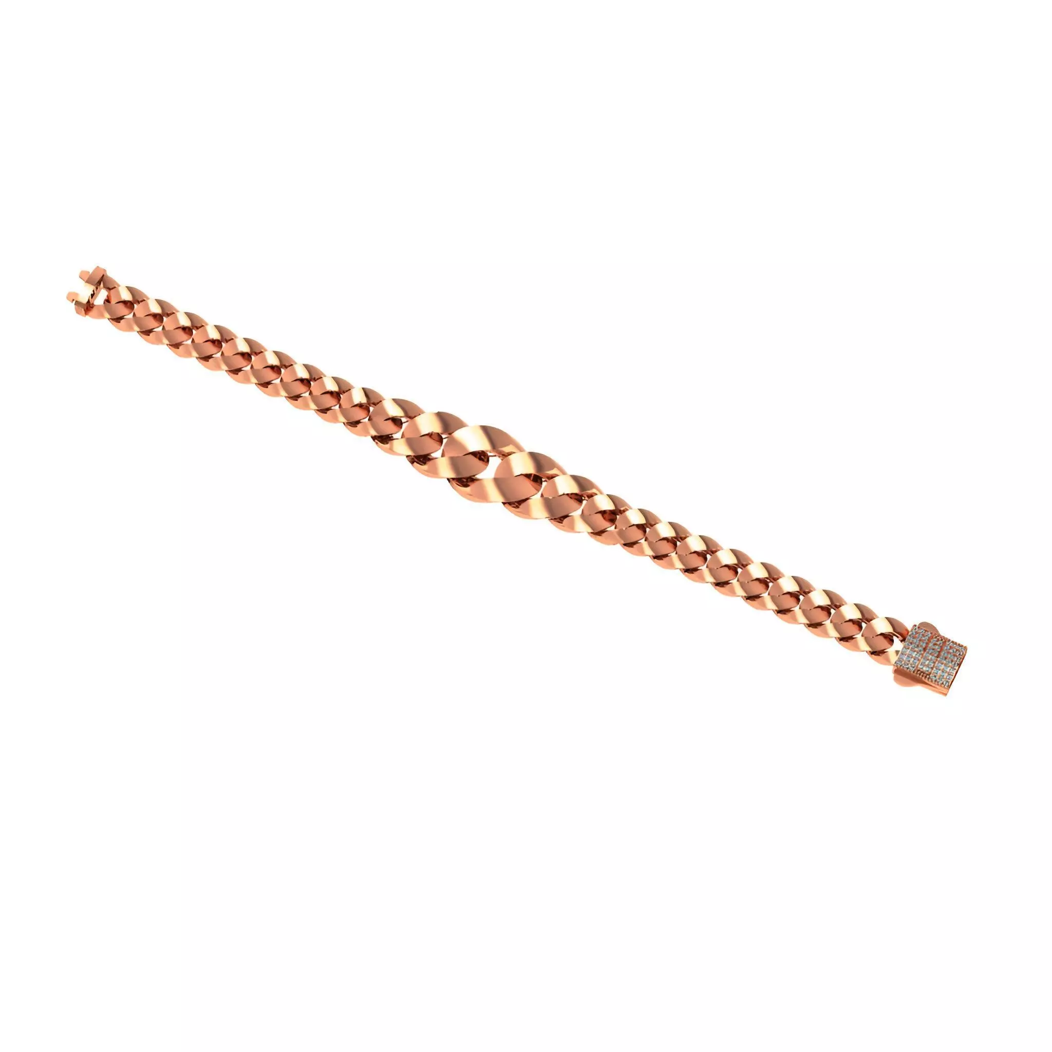 Gold Cuban Chain Bracelet 3D print model