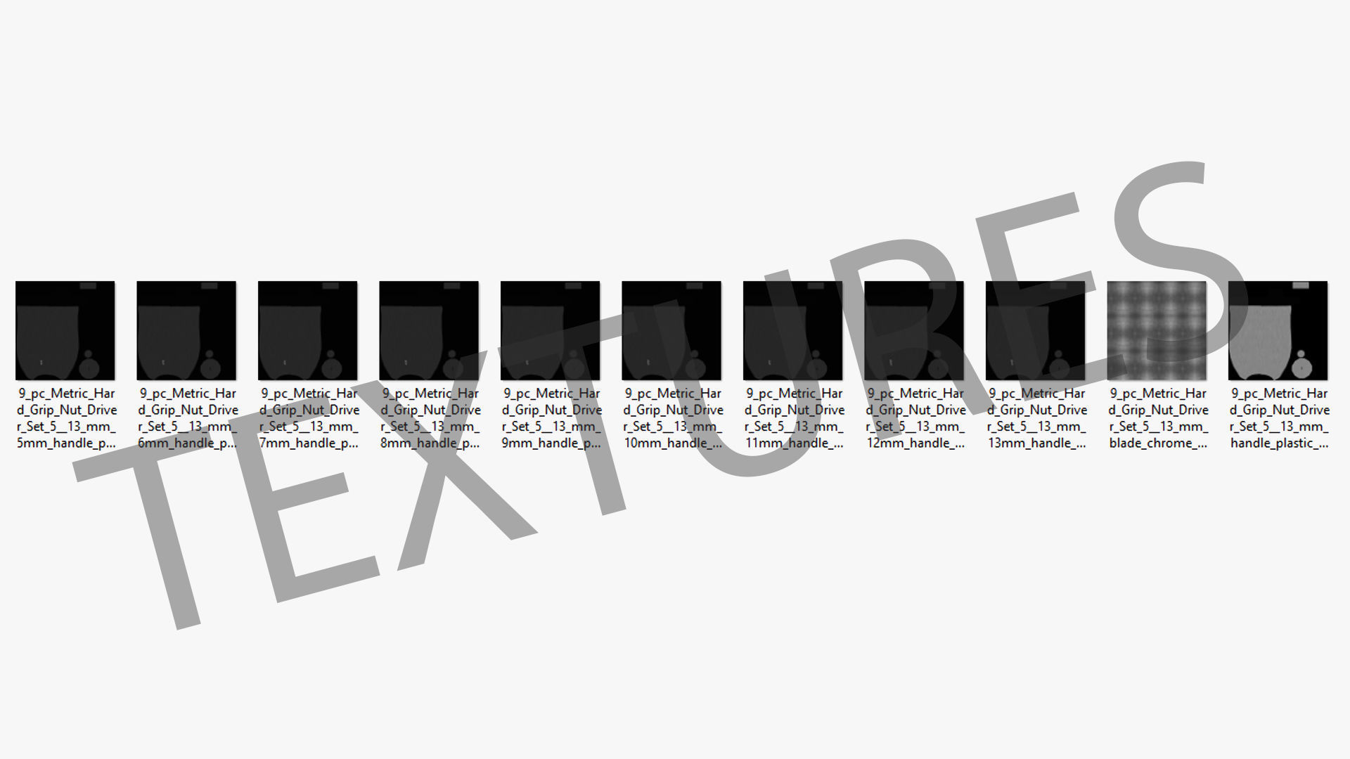 9pc Metric Hard Grip Nut Driver Set 5 13mm Low-poly 3D model_24