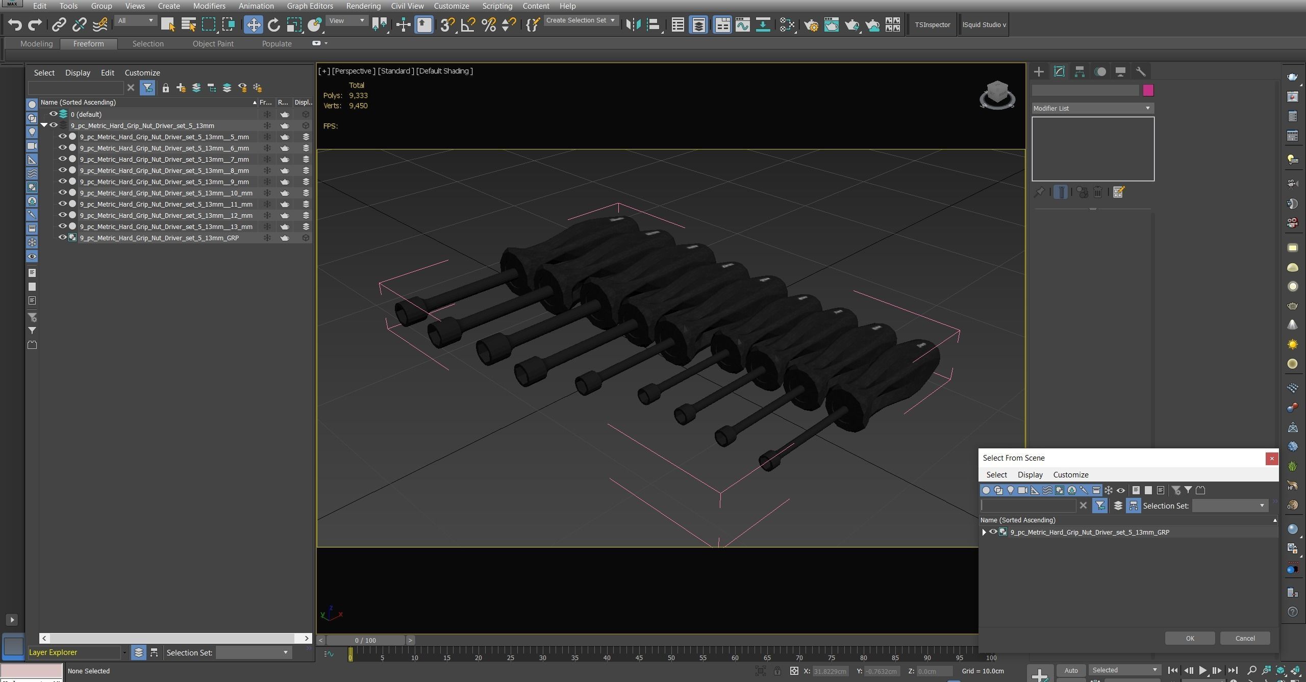 9pc Metric Hard Grip Nut Driver Set 5 13mm Low-poly 3D model_27