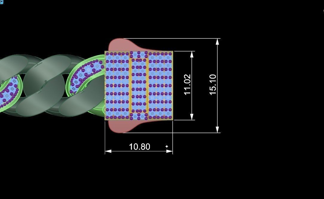 13 - 10 MM Cuabn Link Chain Bracelet 3D print model_6