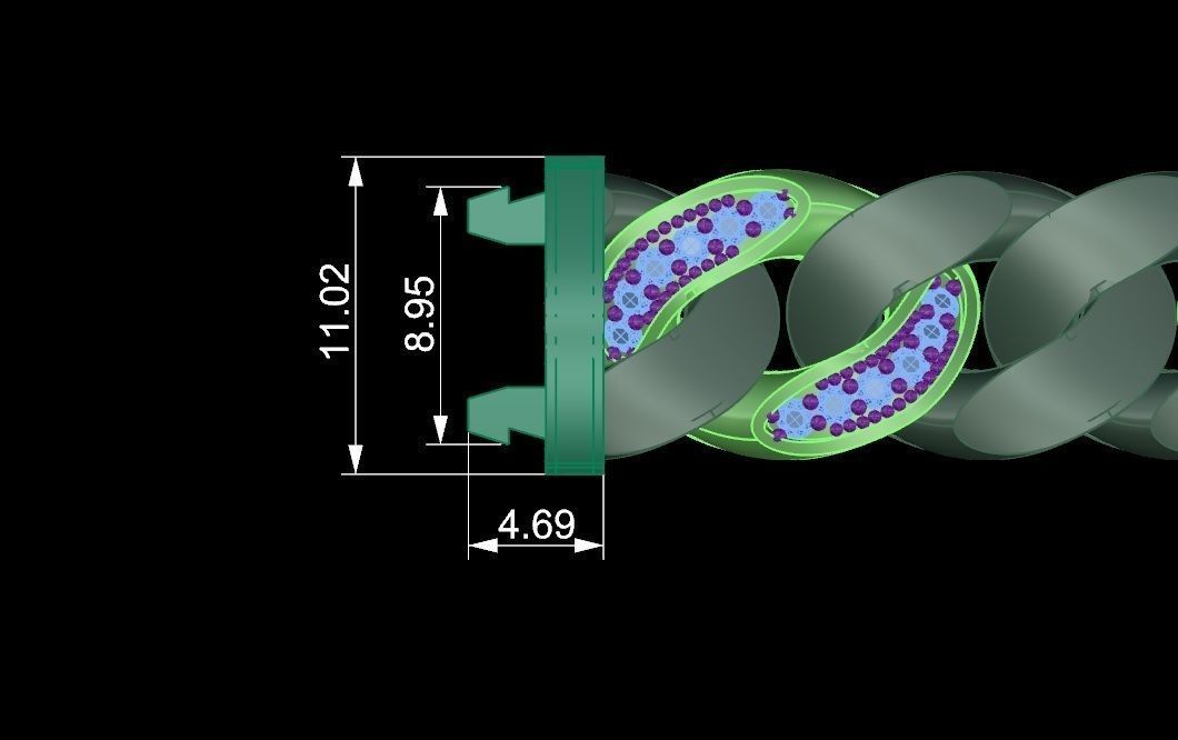 13 - 10 MM Cuabn Link Chain Bracelet 3D print model_3