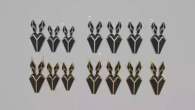rabbit gold niello medals 3D print model