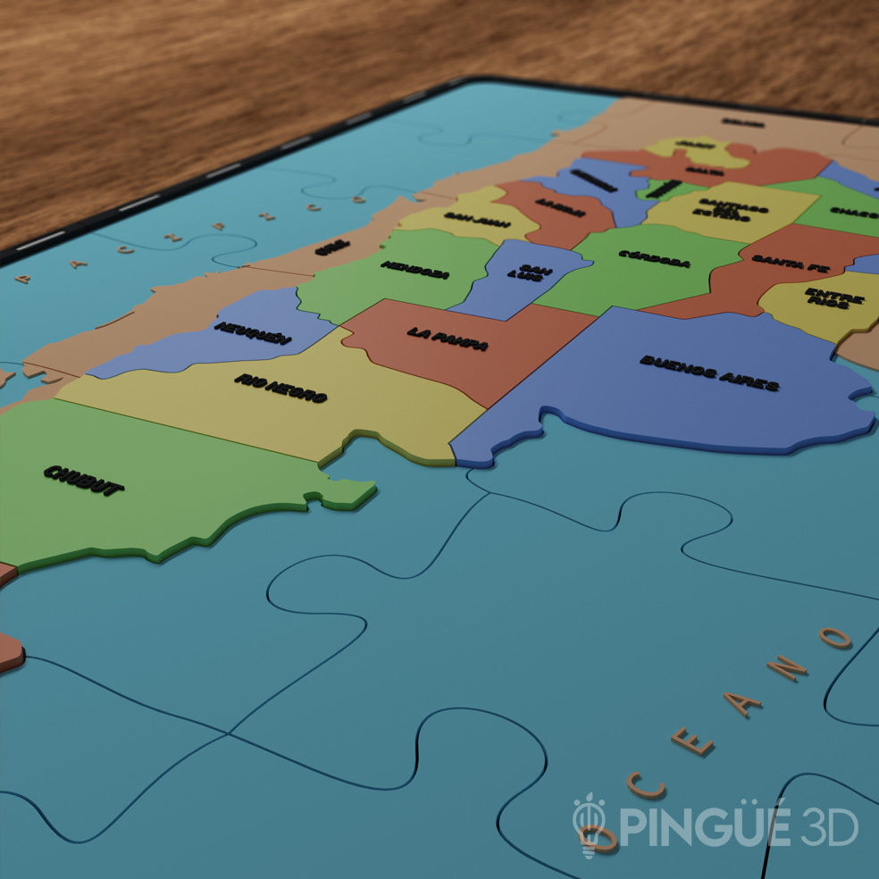 ARGENTINA MAP JIGSAW PUZZLE - 4 LAYERED COLORS - 47 PIECES 3D print model_3