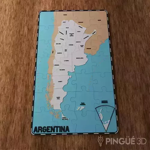 ARGENTINA MAP JIGSAW PUZZLE - 4 LAYERED COLORS - 47 PIECES 3D print model