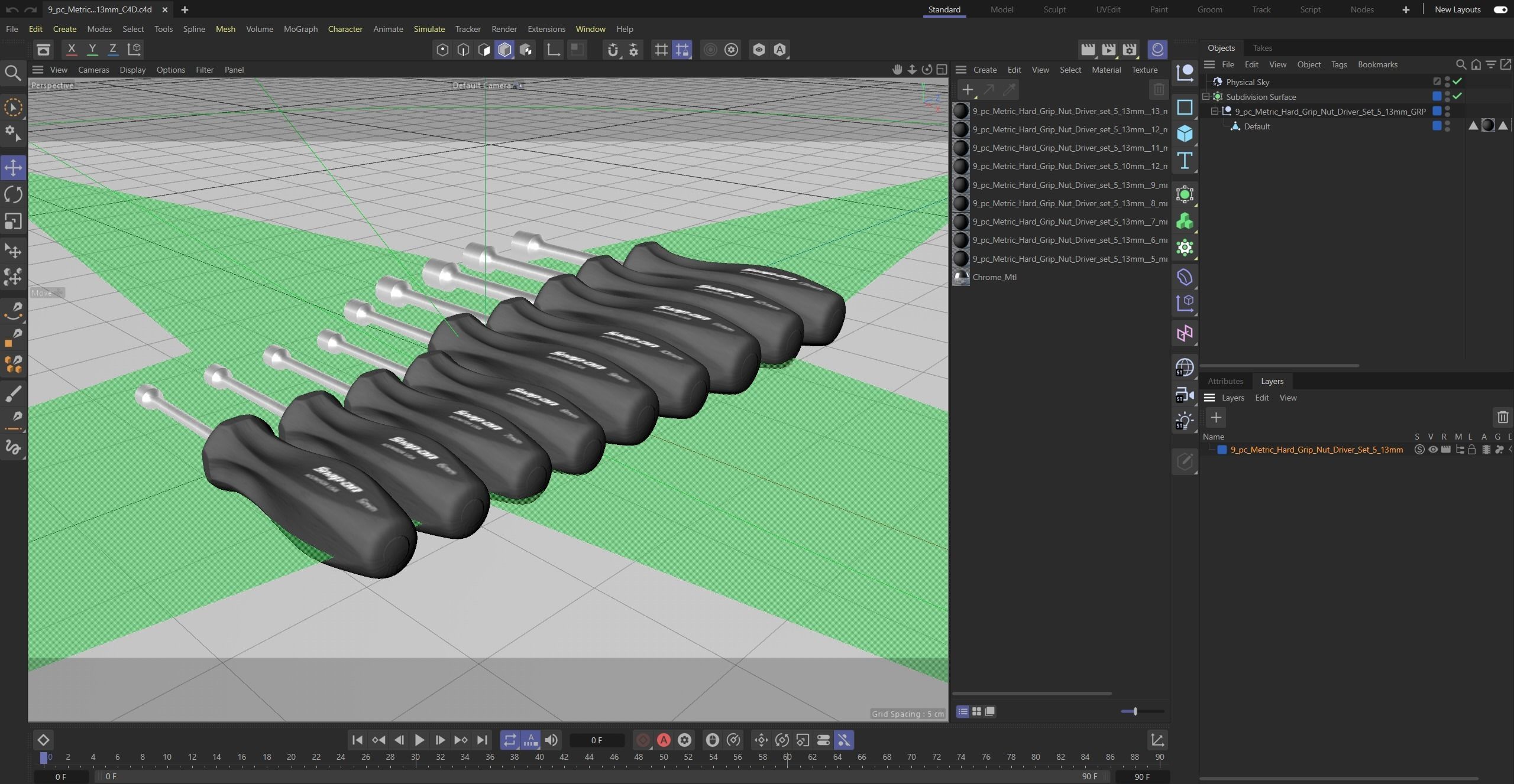 SO 9pc Metric Hard Grip Nut Driver Set 5 13mm Low-poly 3D model_31