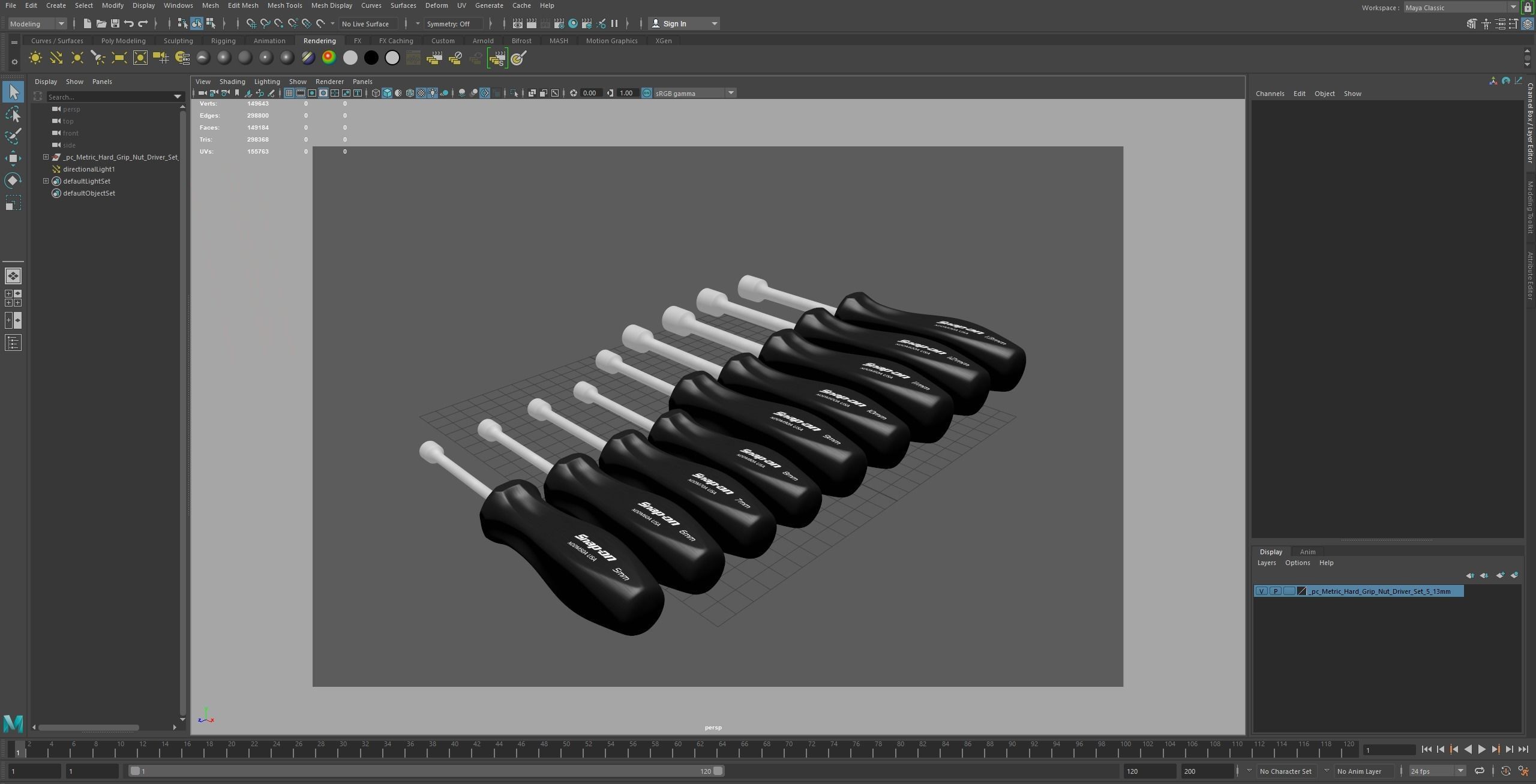 SO 9pc Metric Hard Grip Nut Driver Set 5 13mm Low-poly 3D model_29