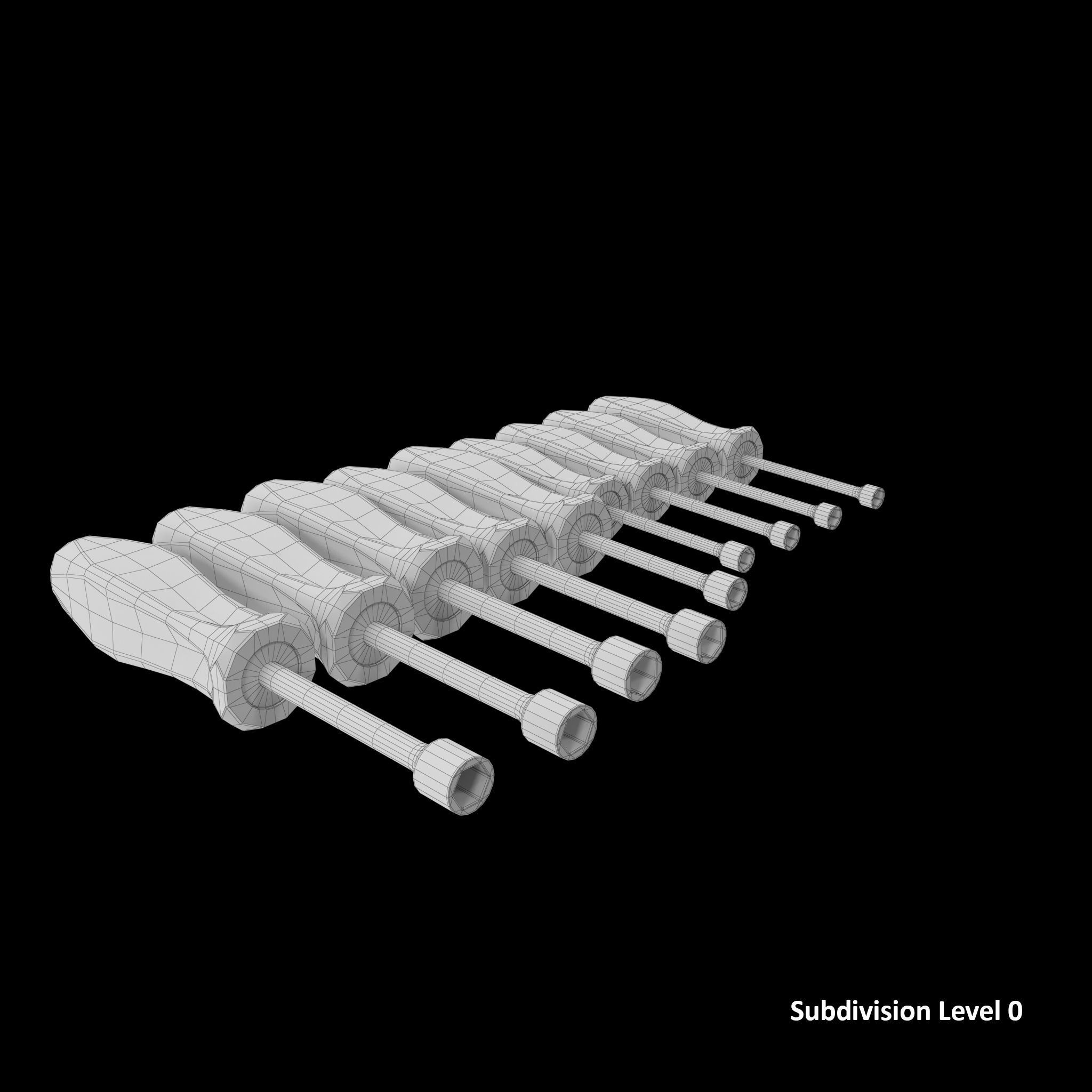 SO 9pc Metric Hard Grip Nut Driver Set 5 13mm Low-poly 3D model_12