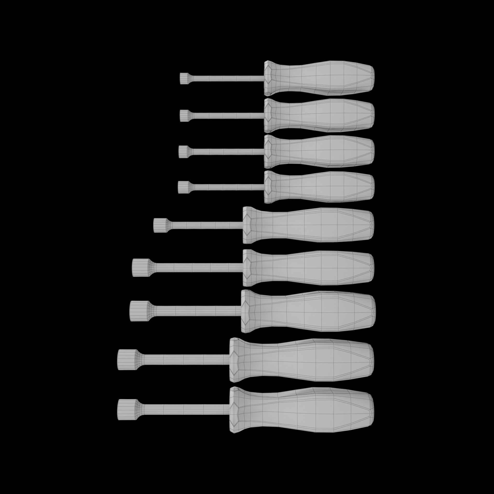 SO 9pc Metric Hard Grip Nut Driver Set 5 13mm Low-poly 3D model_22