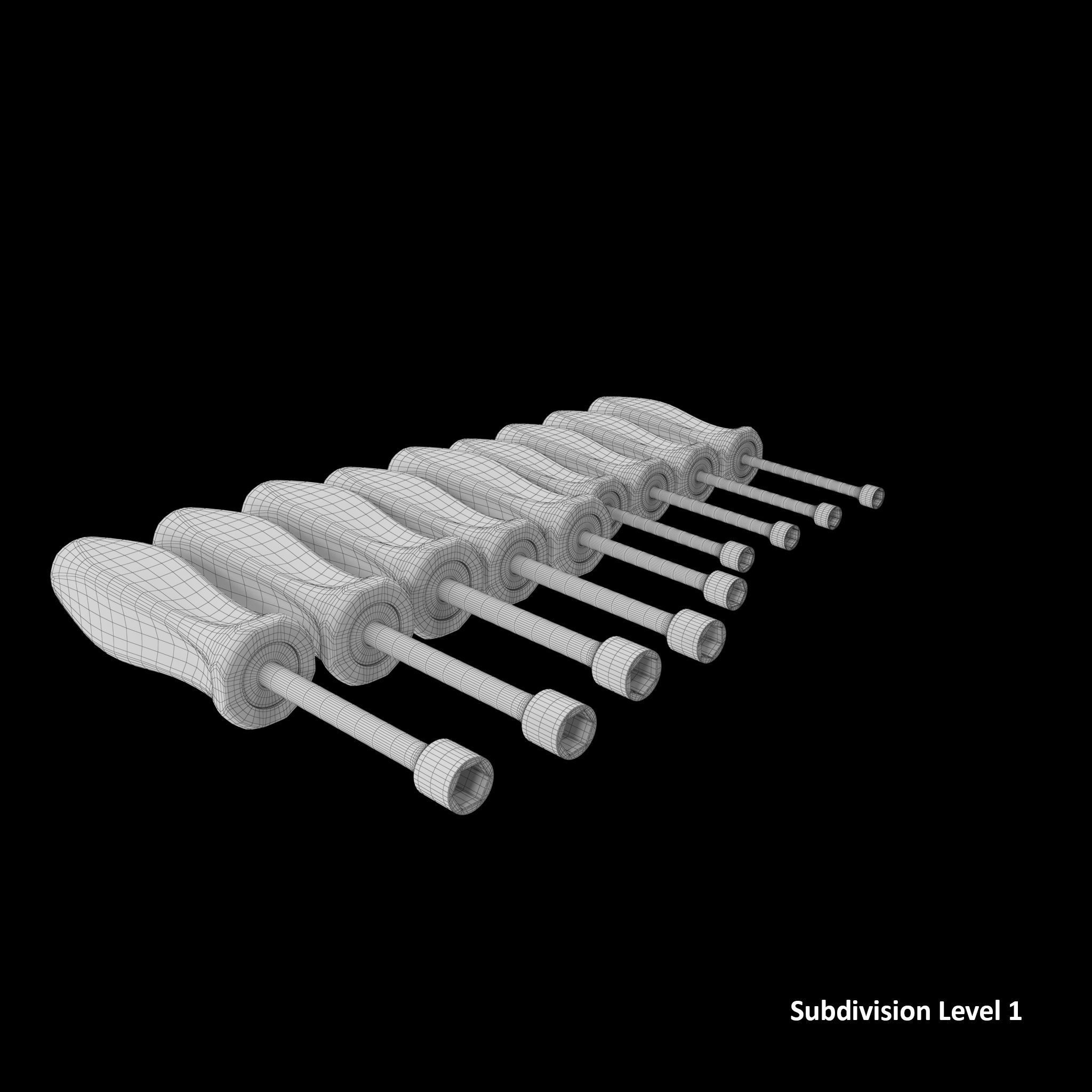SO 9pc Metric Hard Grip Nut Driver Set 5 13mm Low-poly 3D model_13