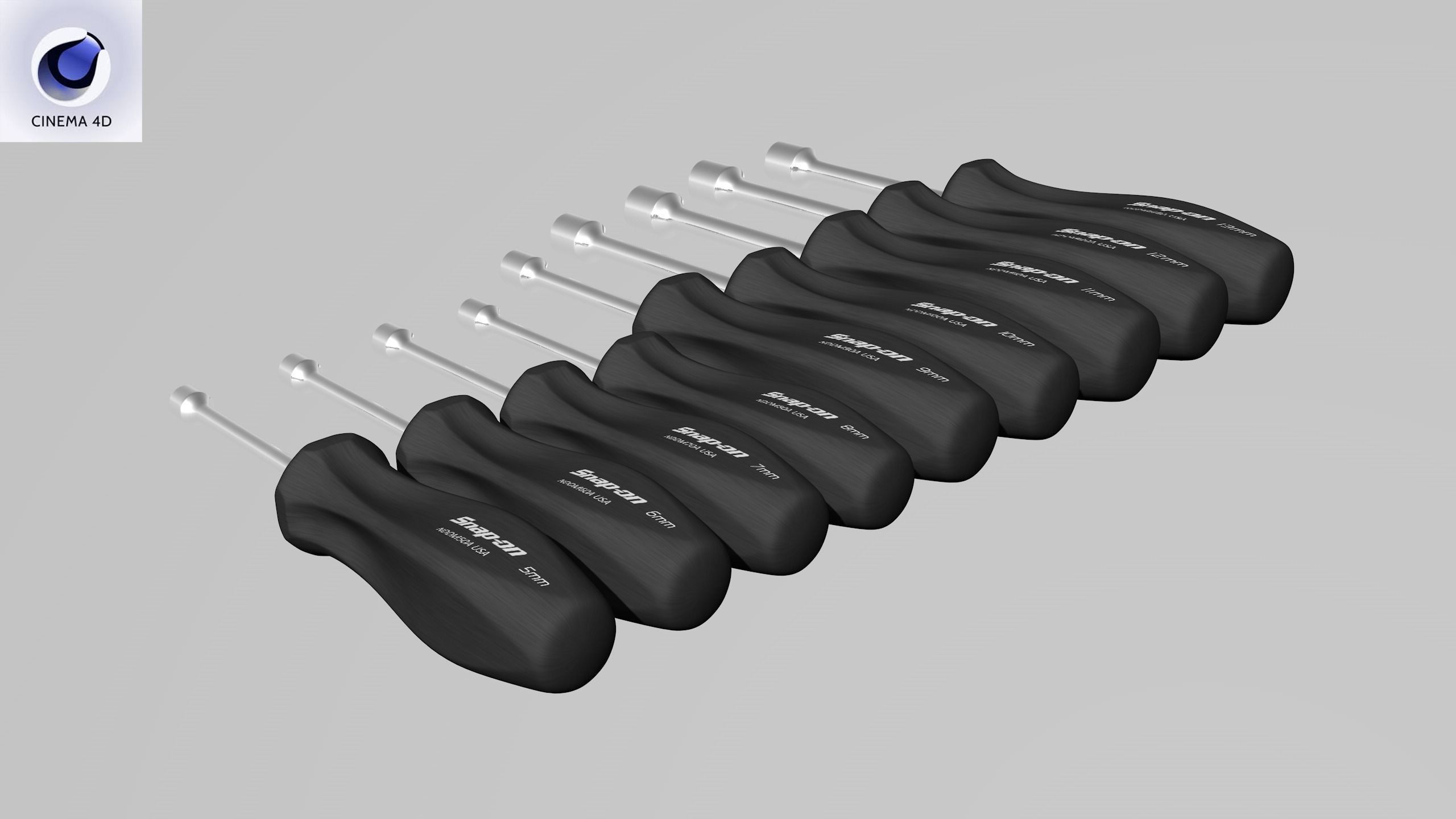 SO 9pc Metric Hard Grip Nut Driver Set 5 13mm Low-poly 3D model_30