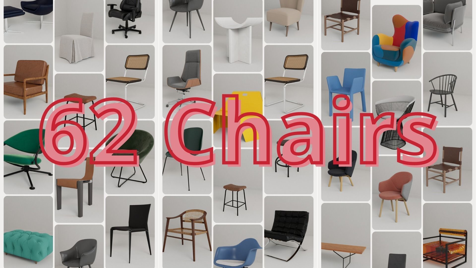 Pack Modern Chairs 3D model_1
