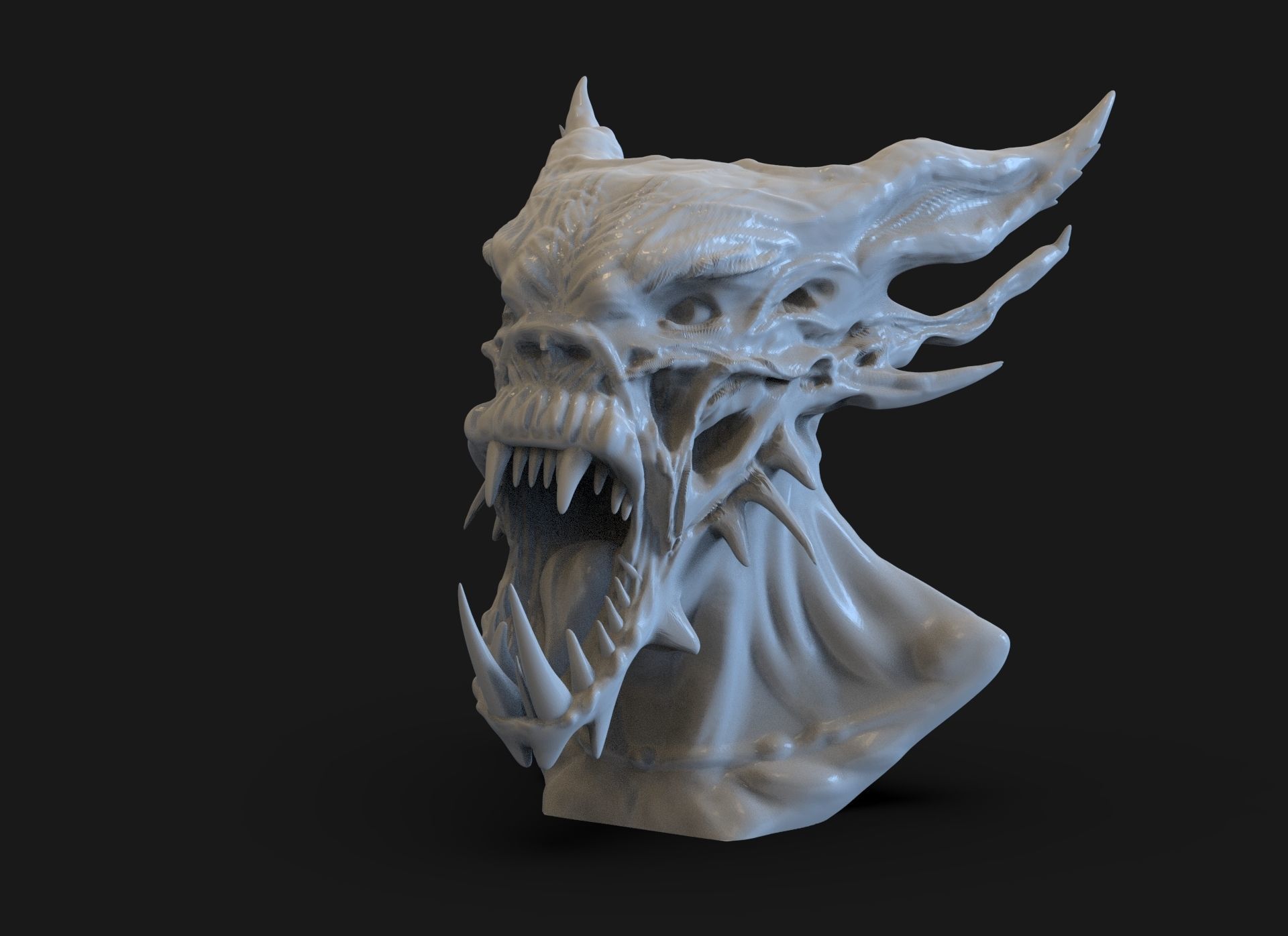 Demon Bust 3D print model_3