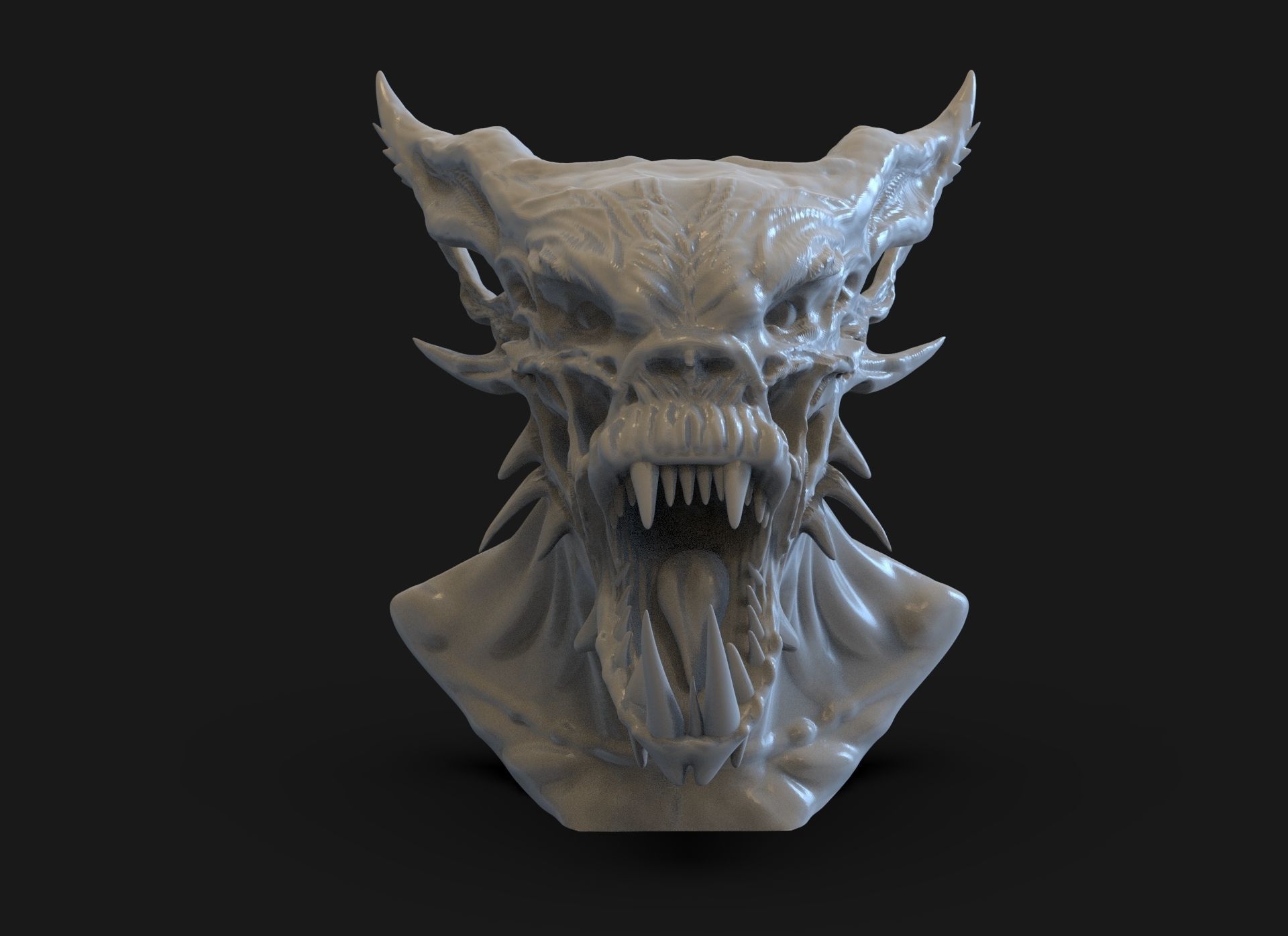 Demon Bust 3D print model_2