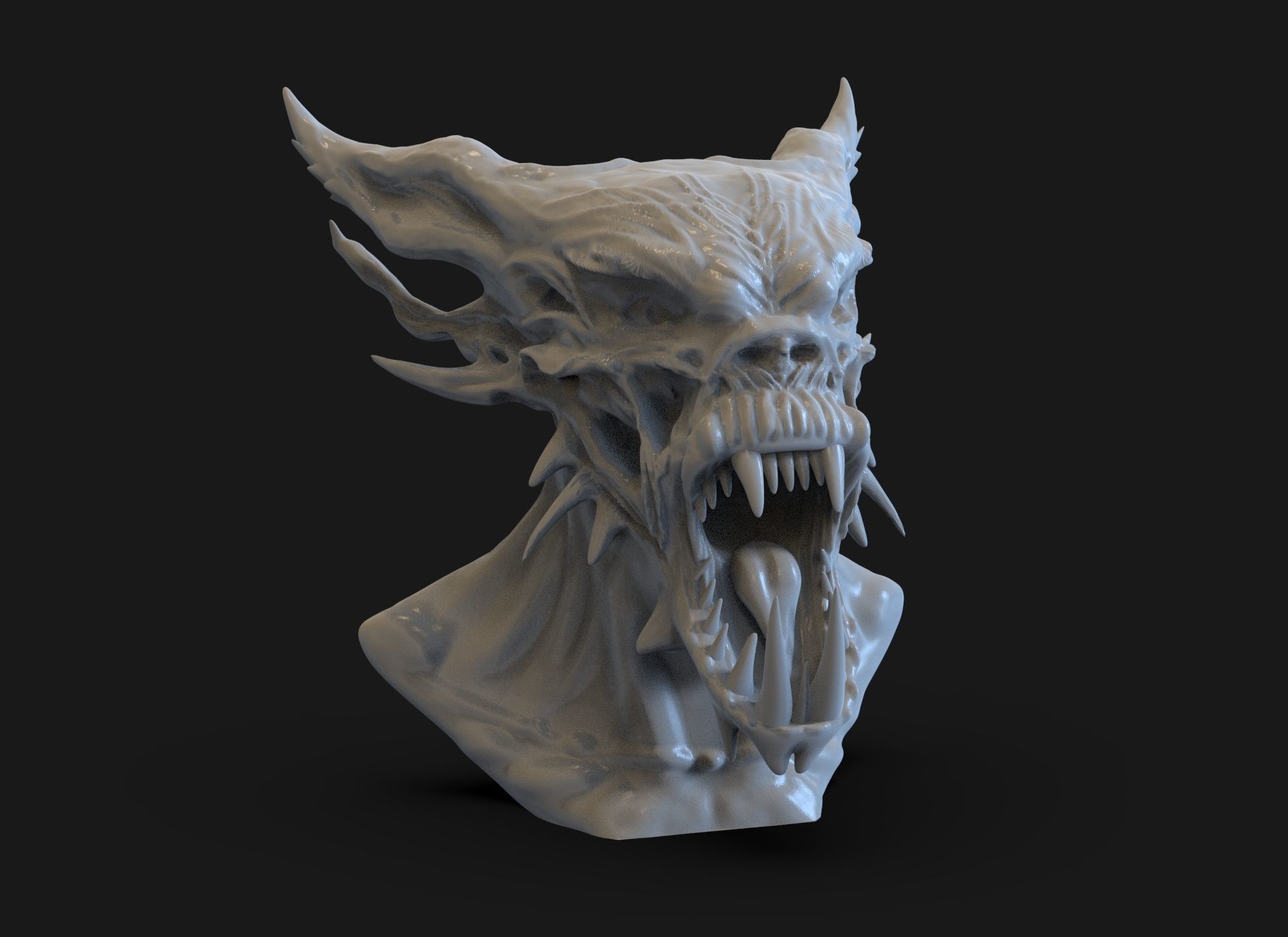 Demon Bust 3D print model_1