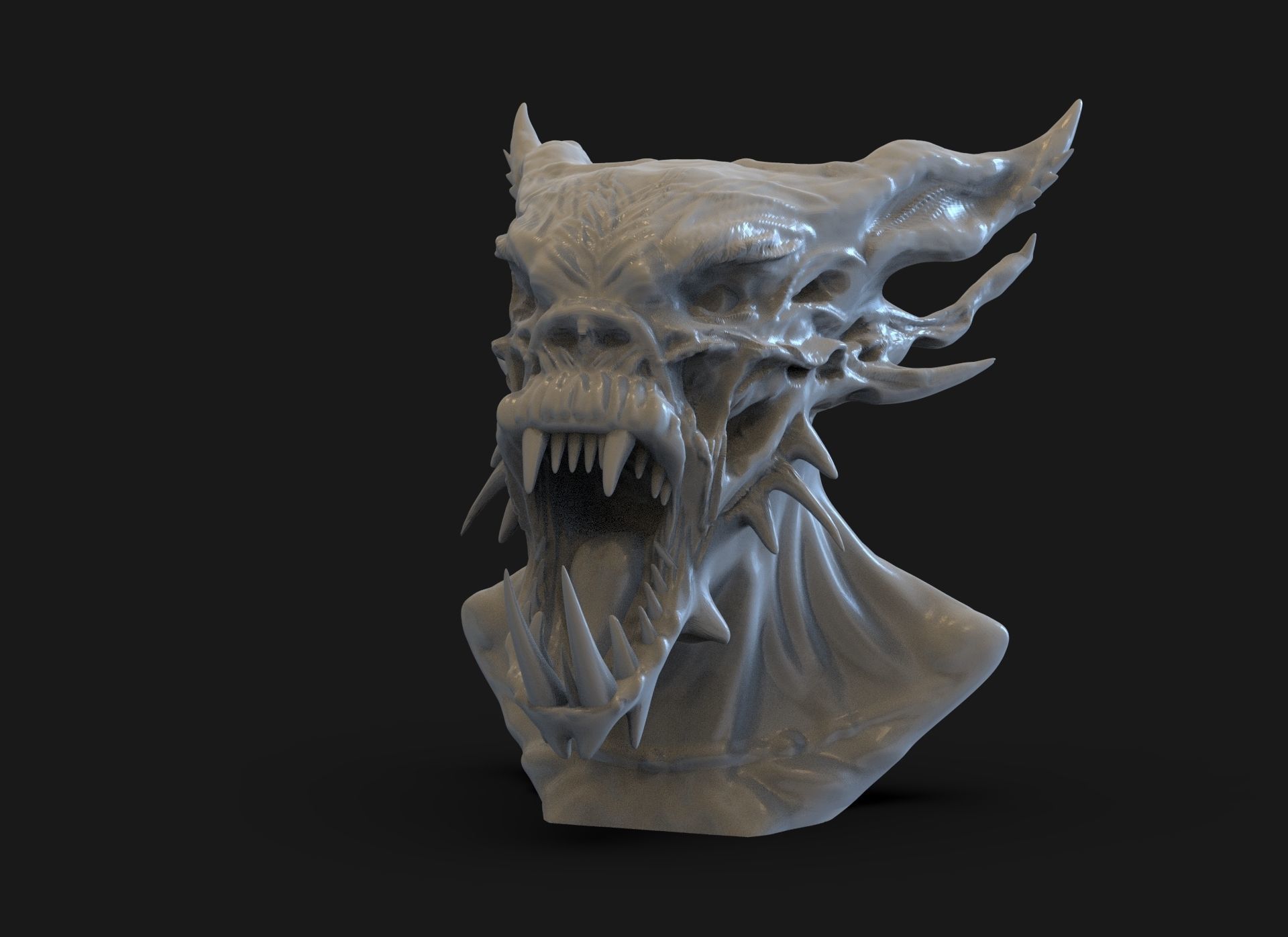 Demon Bust 3D print model_5