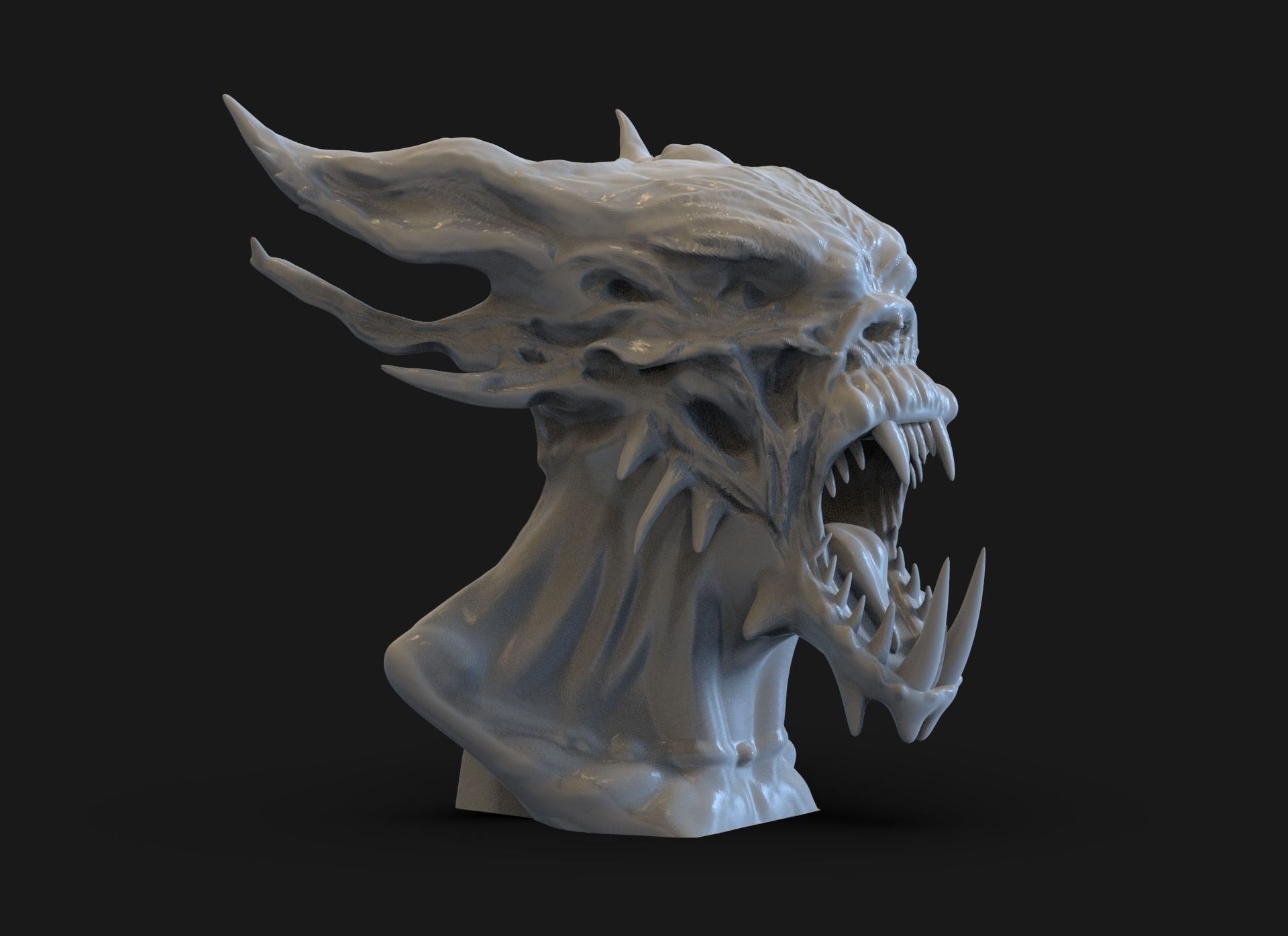 Demon Bust 3D print model_4