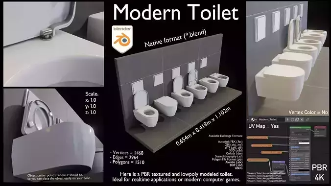 Modern Toilet Low-poly 3D model