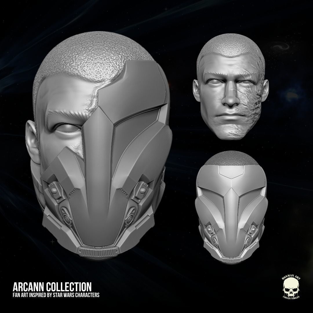 Arcann SW fan art head 3D printable File For Action Figures 3D print model_12