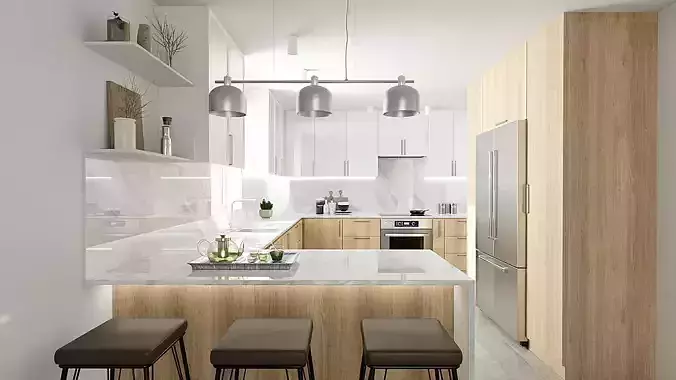 White and Wood Kitchen
