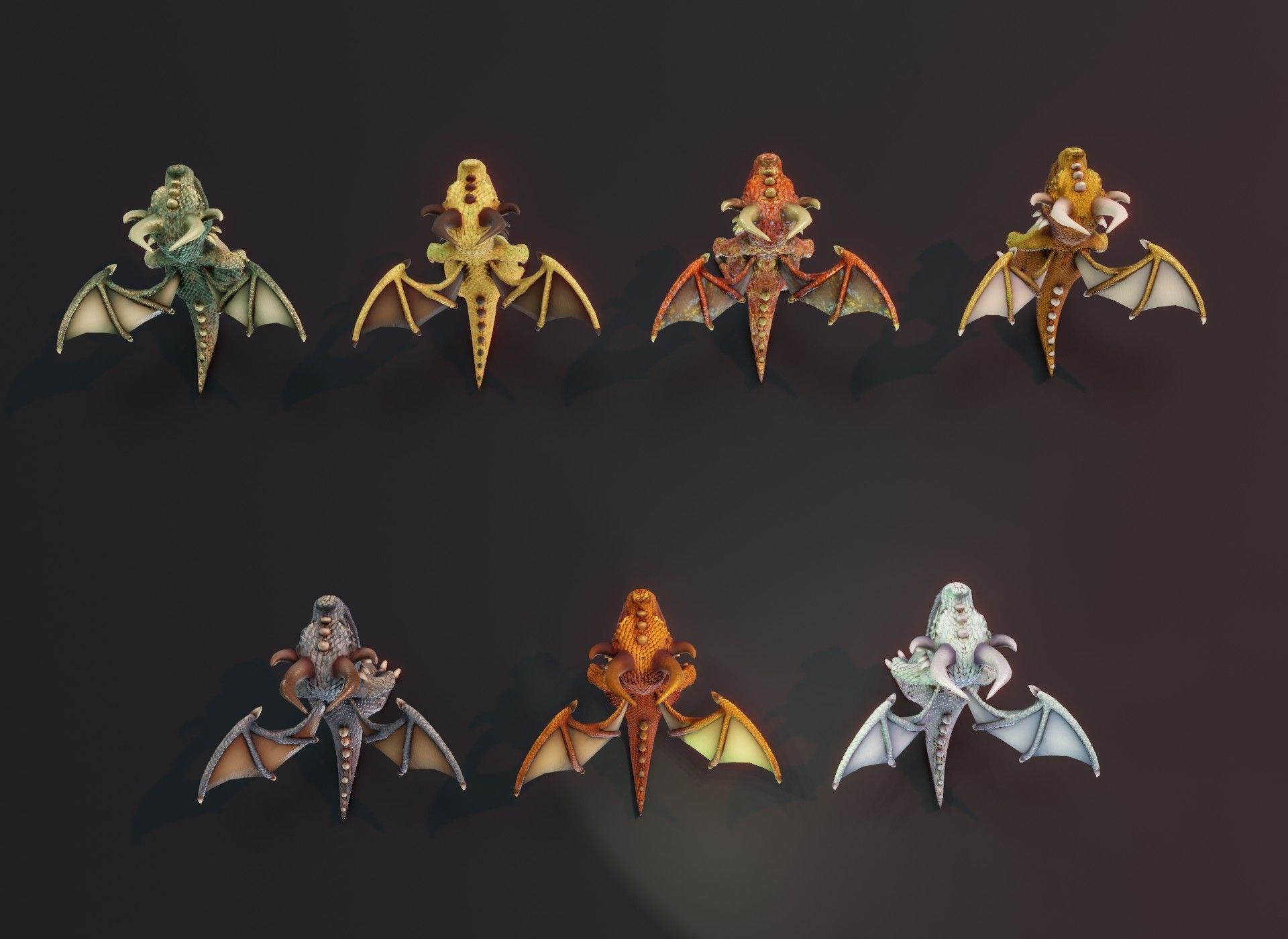 Cartoon Metallic Dragons Animated 3D Model Low-poly 3D model_26