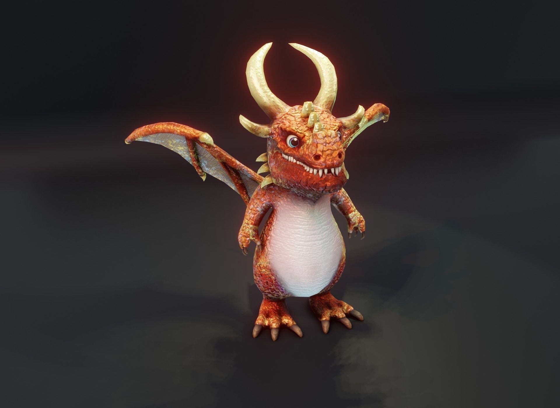 Cartoon Metallic Dragons Animated 3D Model Low-poly 3D model_34