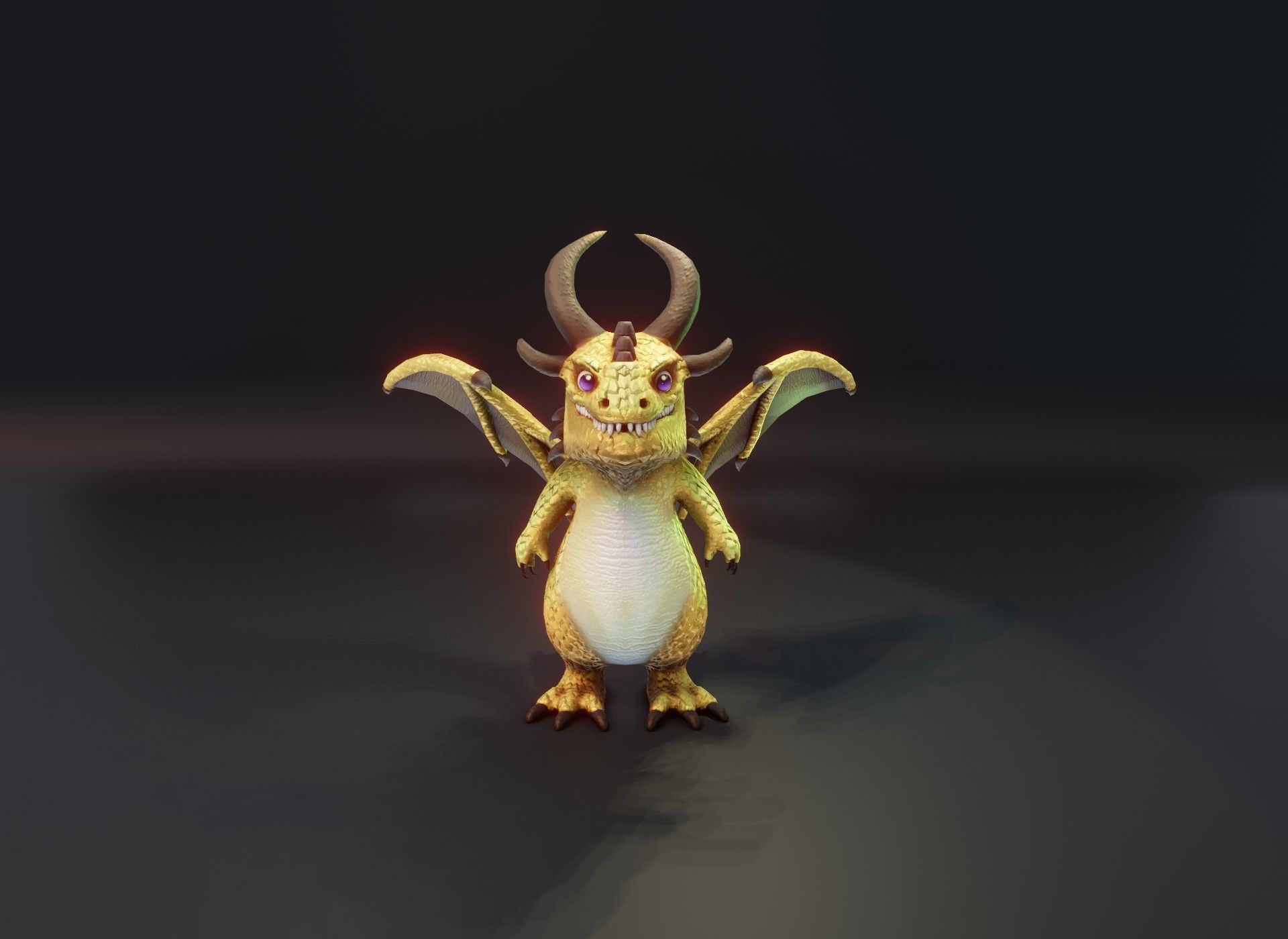 Cartoon Metallic Dragons Animated 3D Model Low-poly 3D model_40