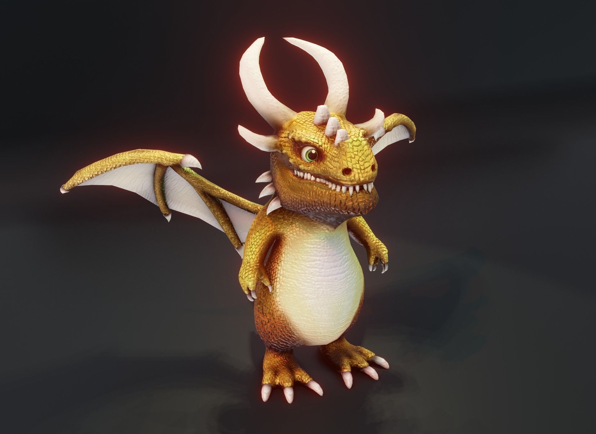 Cartoon Metallic Dragons Animated 3D Model Low-poly 3D model_29