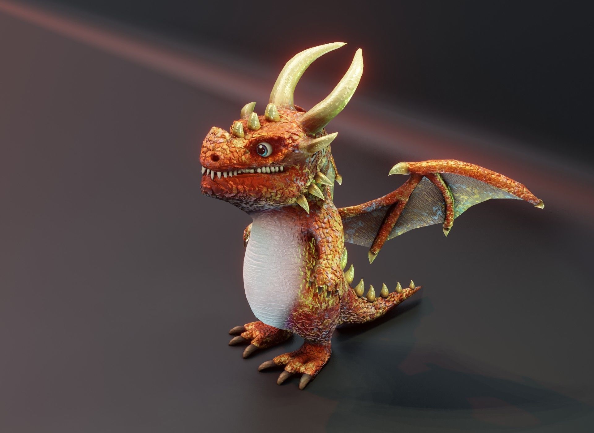 Cartoon Metallic Dragons Animated 3D Model Low-poly 3D model_37