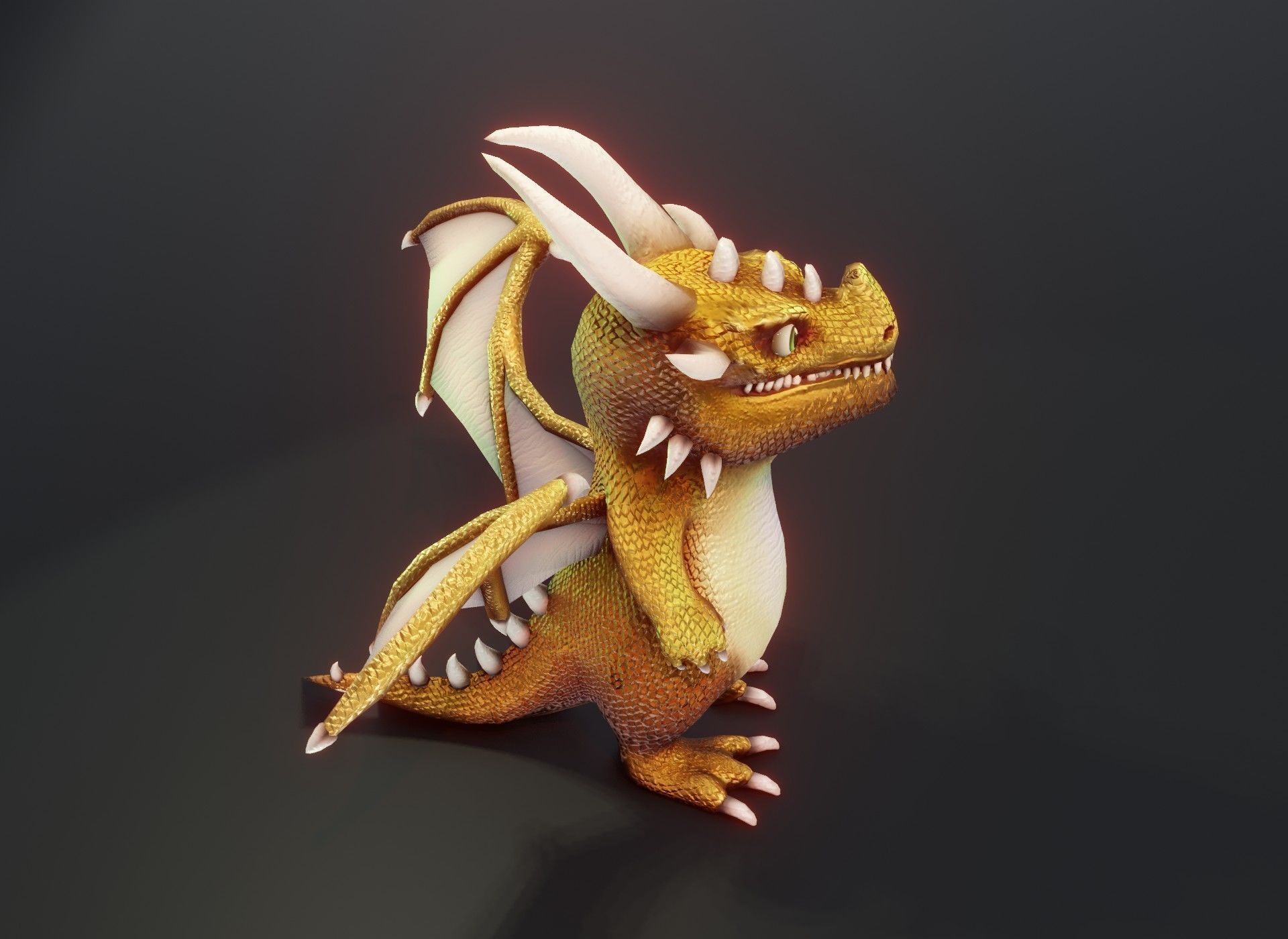 Cartoon Metallic Dragons Animated 3D Model Low-poly 3D model_33