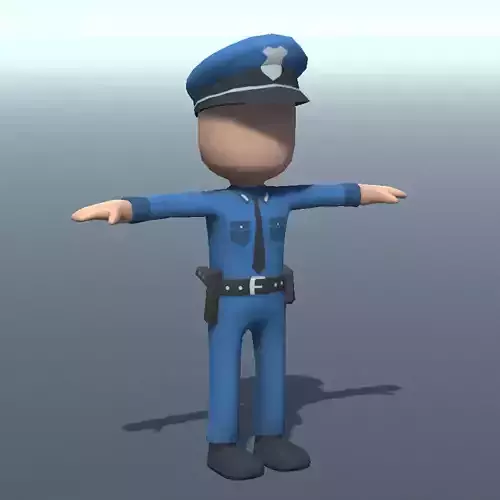 Lowpoly Toony Policeman Rigged and Animated