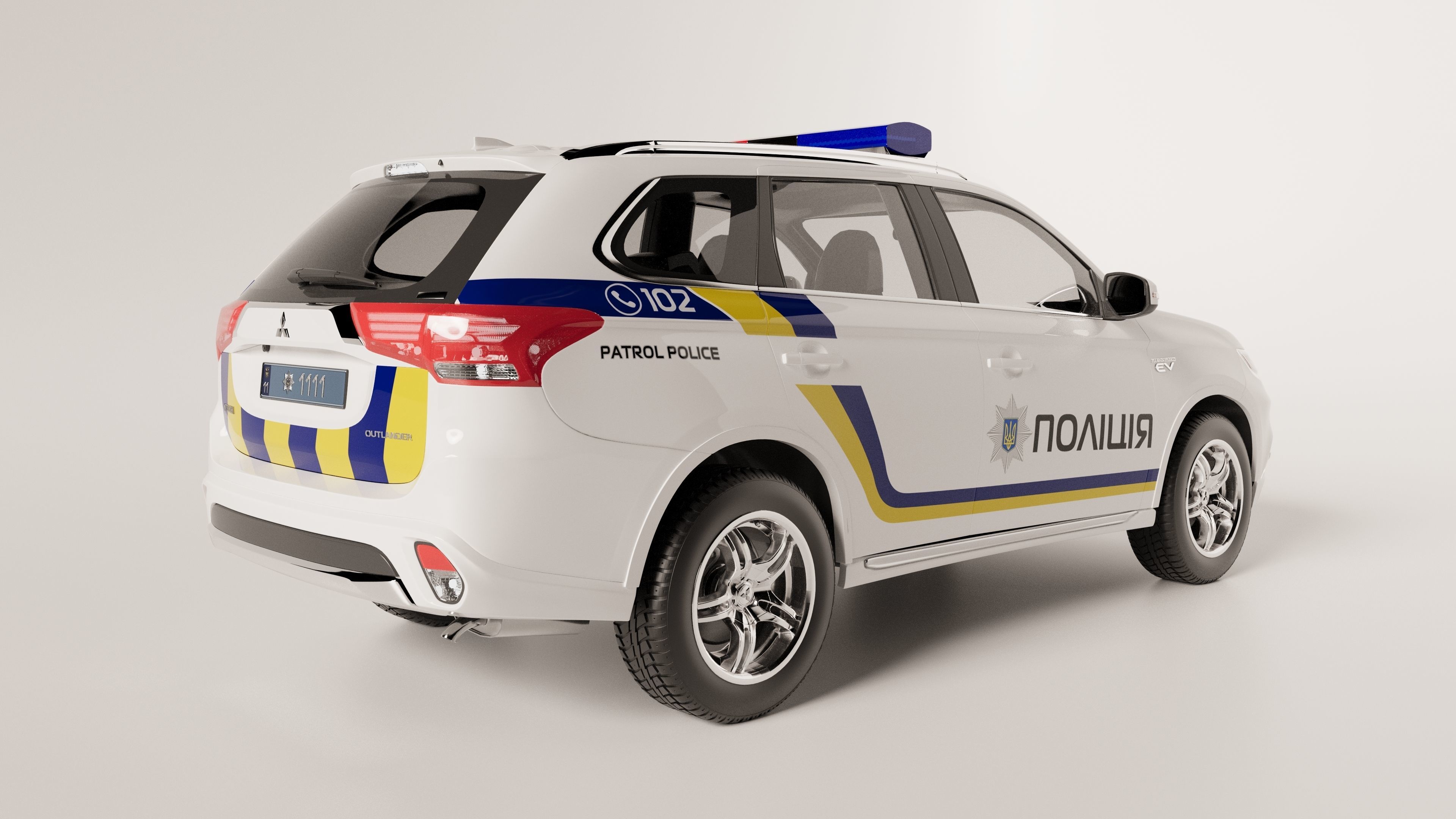 Mitsubishi Outlander PHEV 2019 National Police Ukraine 3D model_7