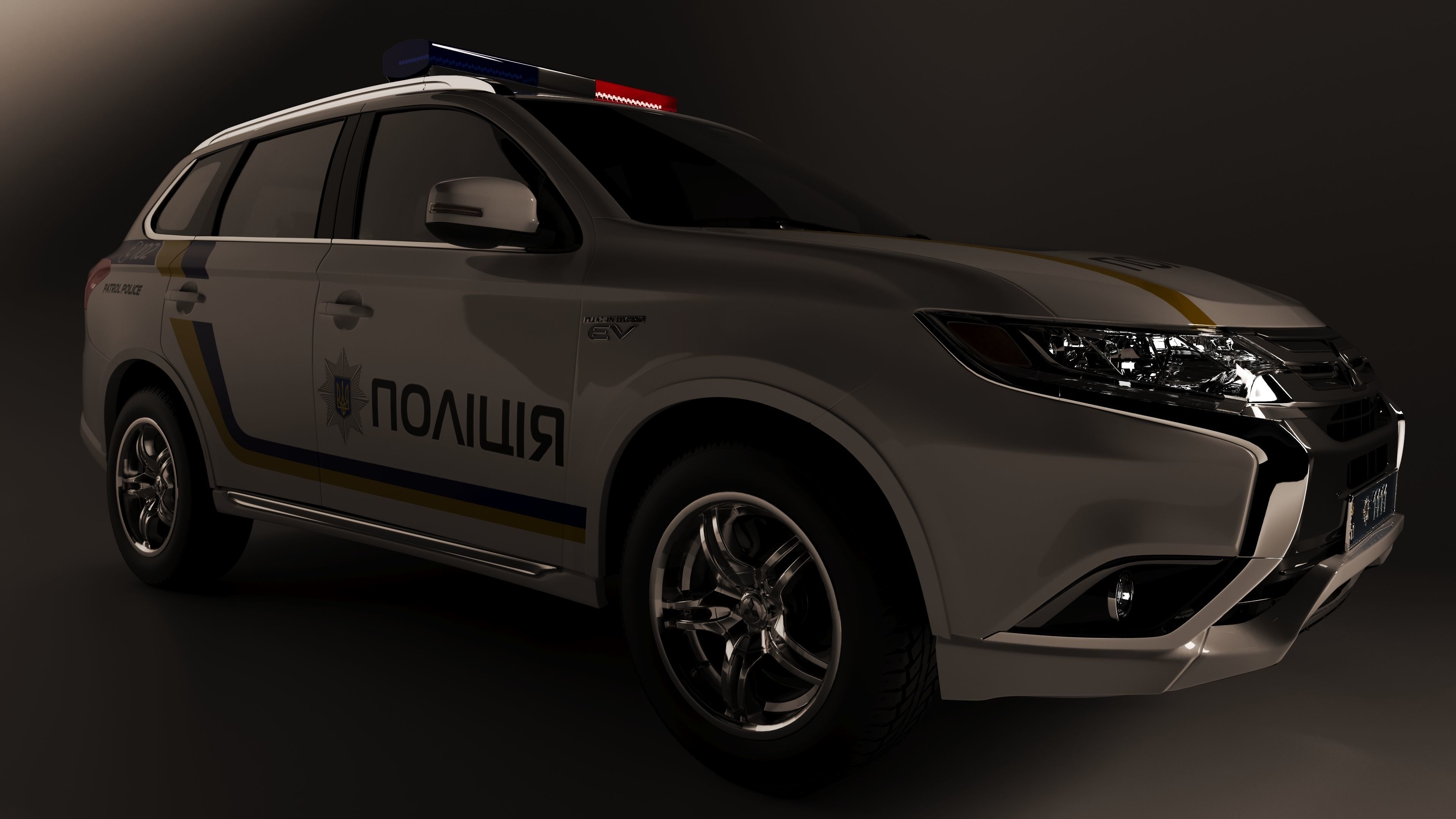 Mitsubishi Outlander PHEV 2019 National Police Ukraine 3D model_2