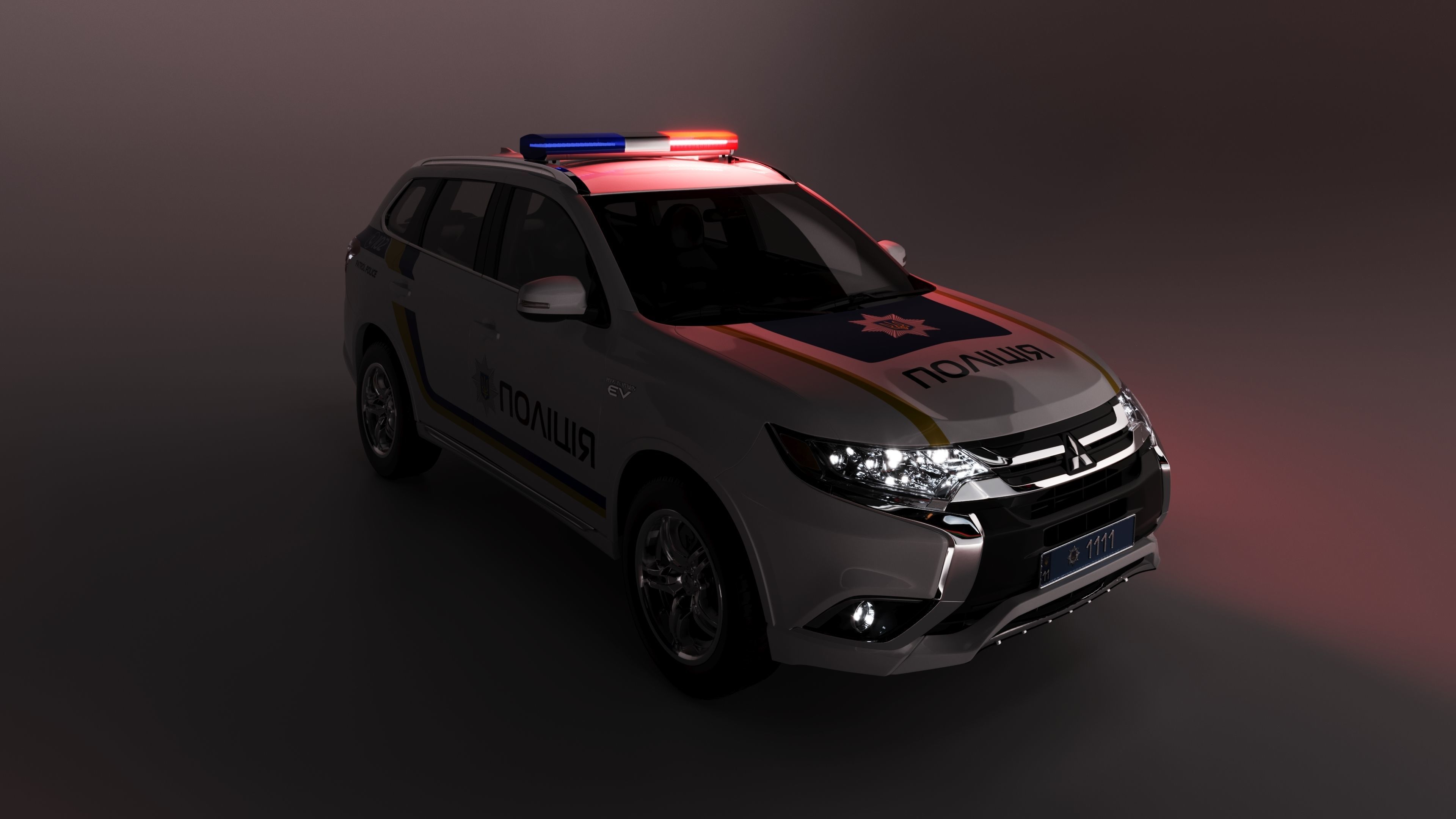 Mitsubishi Outlander PHEV 2019 National Police Ukraine 3D model_11