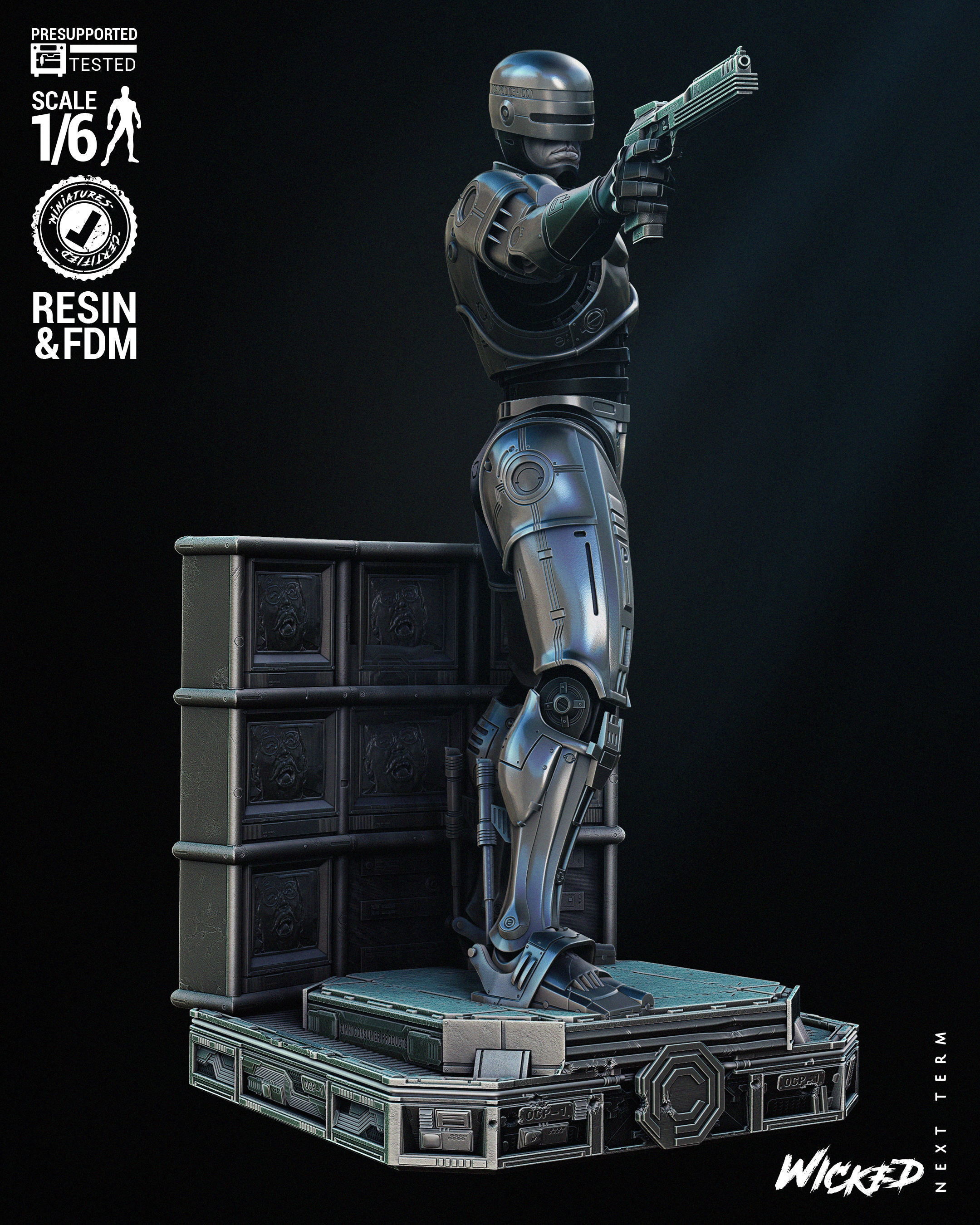 Wicked Movies Robocop Sculpture Tested for 3D printing  3D print model_12