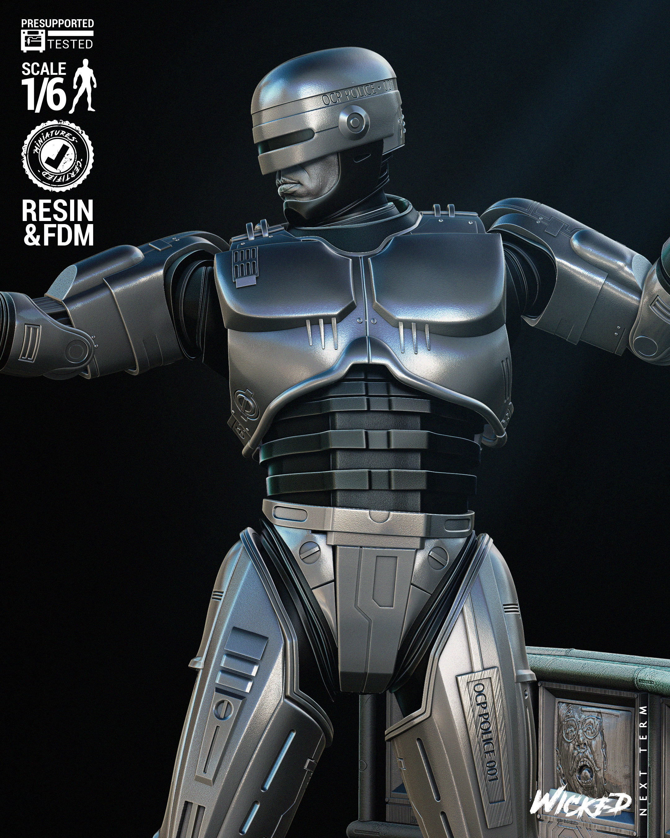 Wicked Movies Robocop Sculpture Tested for 3D printing  3D print model_39