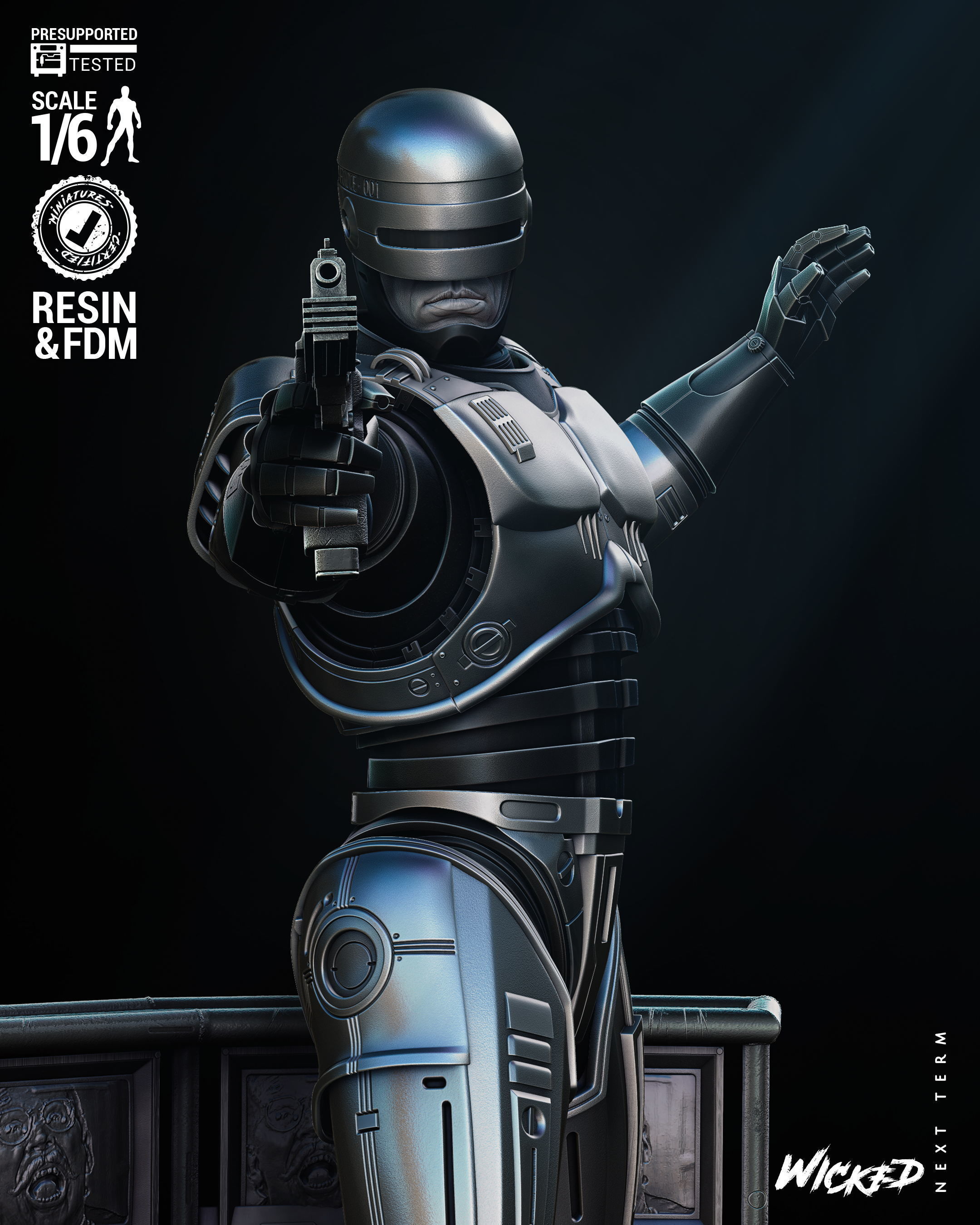 Wicked Movies Robocop Sculpture Tested for 3D printing  3D print model_44