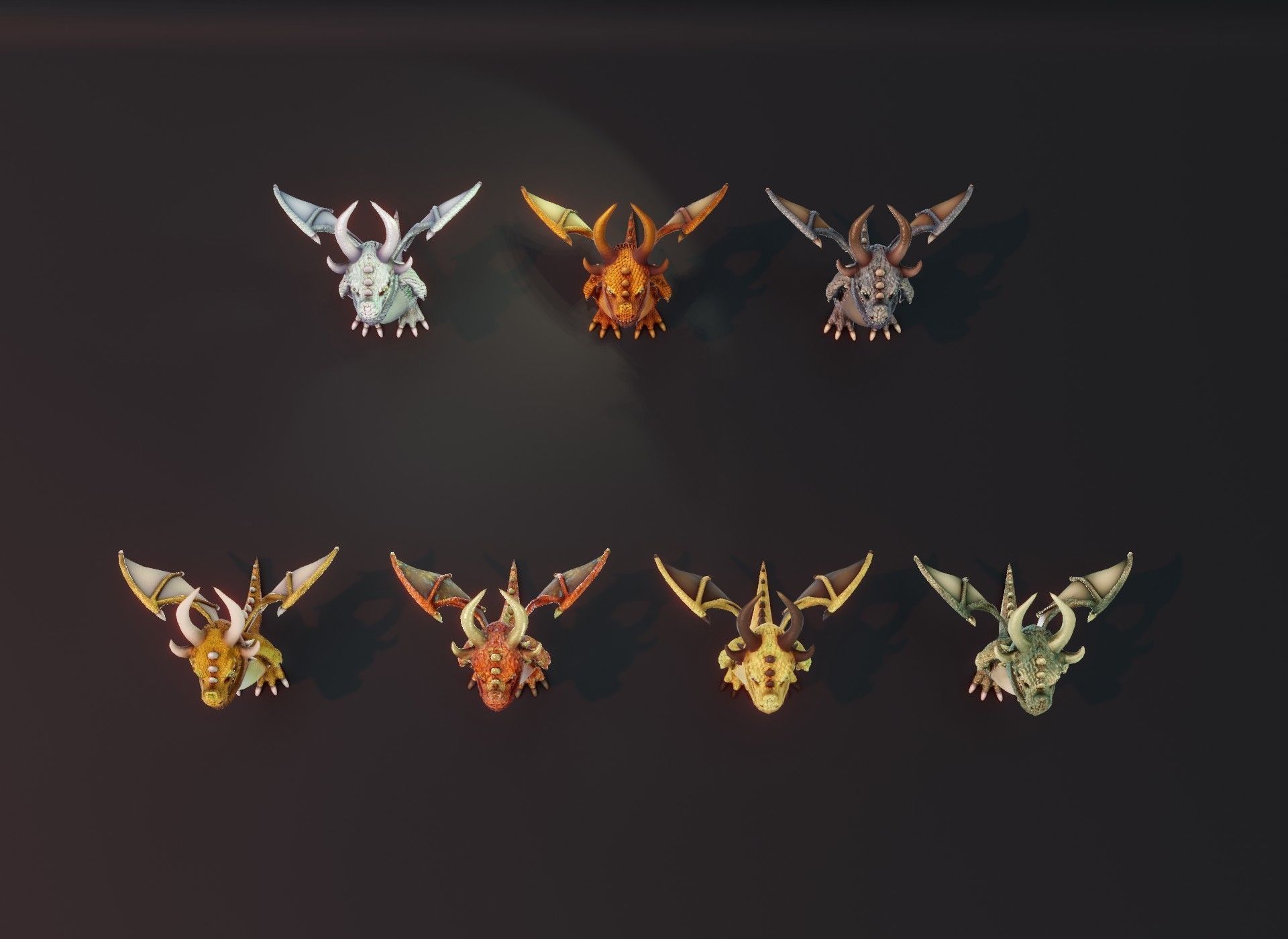 Stylized Metallic Dragons Animated 3D Model 3D Model Collection_25