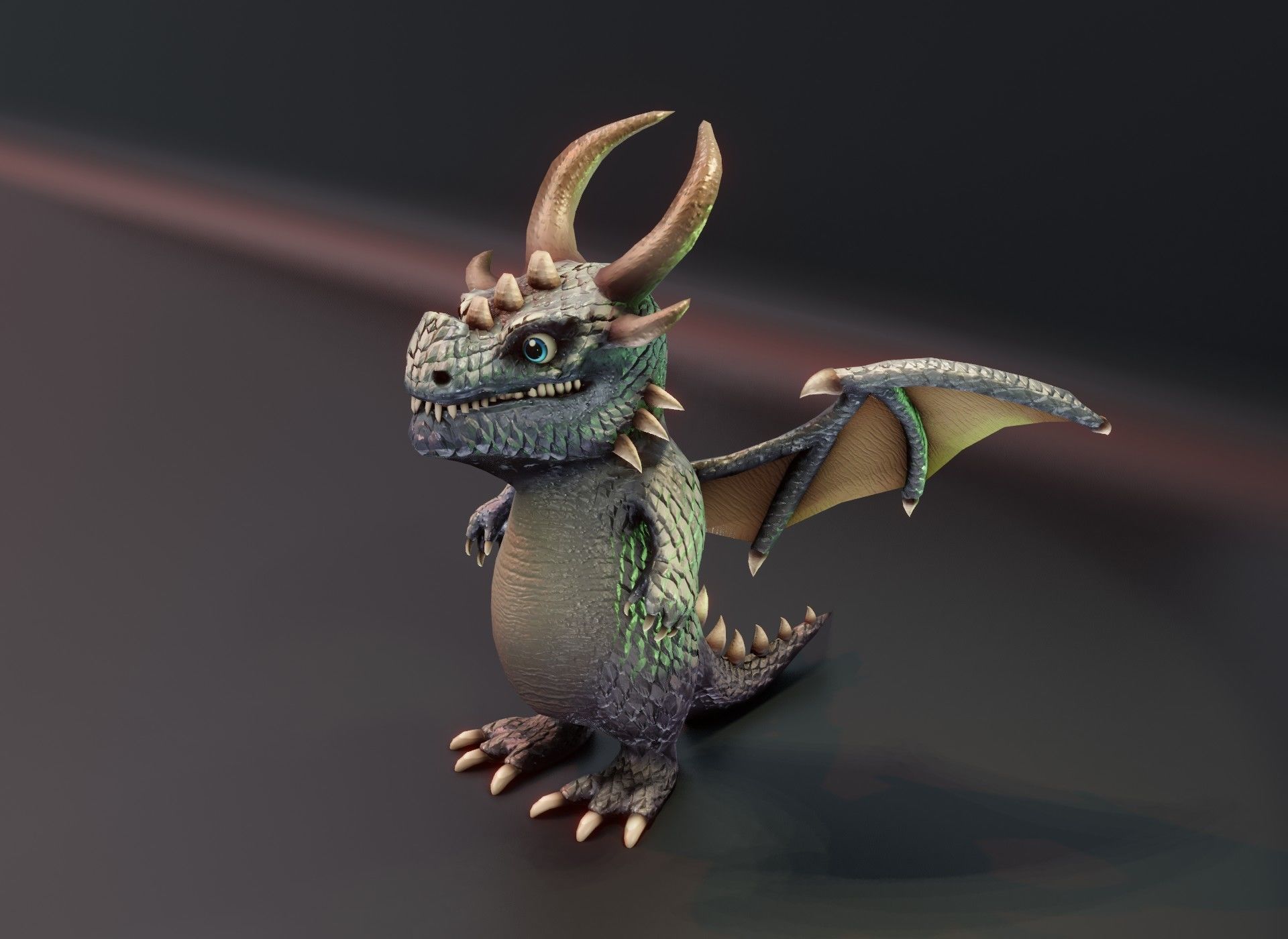 Stylized Metallic Dragons Animated 3D Model 3D Model Collection_58