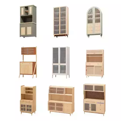 Mid-Century Modern Wood Storage Cabinets Collection