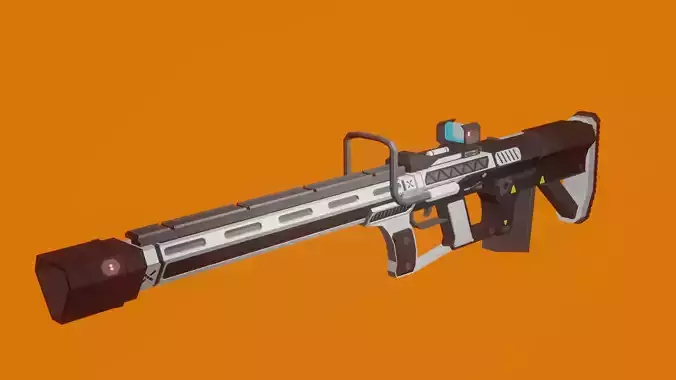 Low-poly  Futuristic Triple Barrel Sniper Rifle 