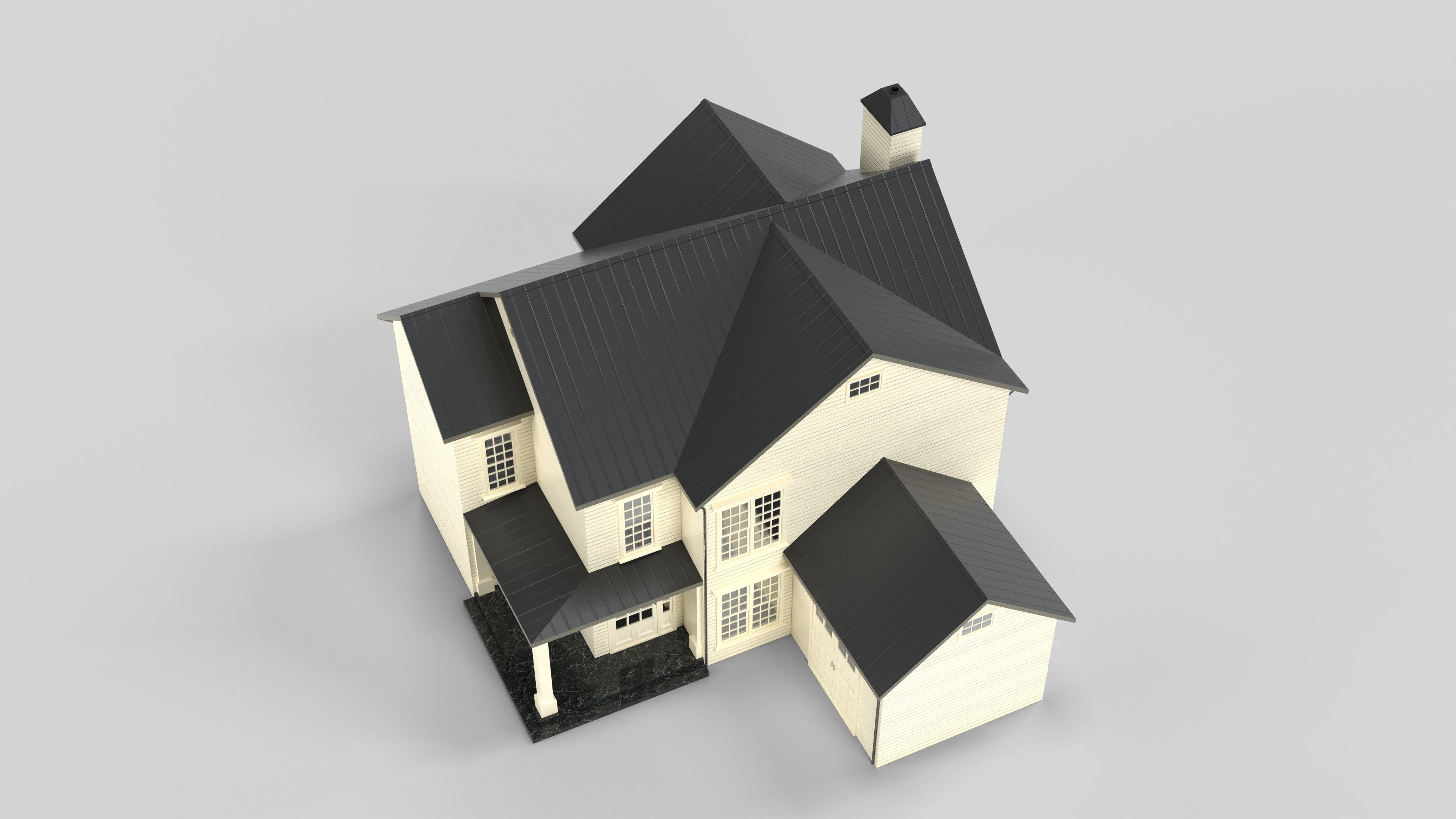 Cottage House Design 02T5 Low-poly 3D model_4