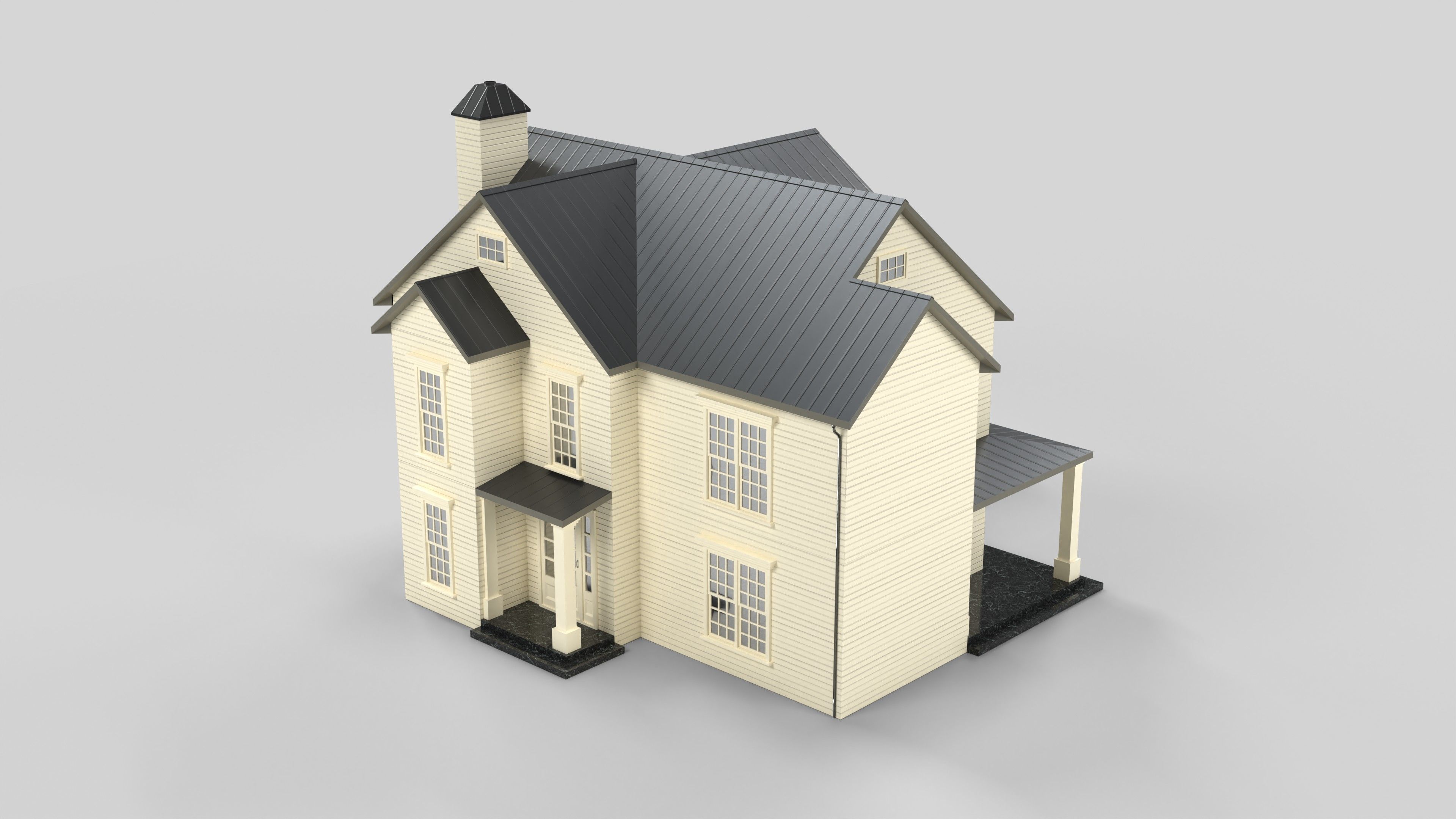 Cottage House Design 02T5 Low-poly 3D model_2
